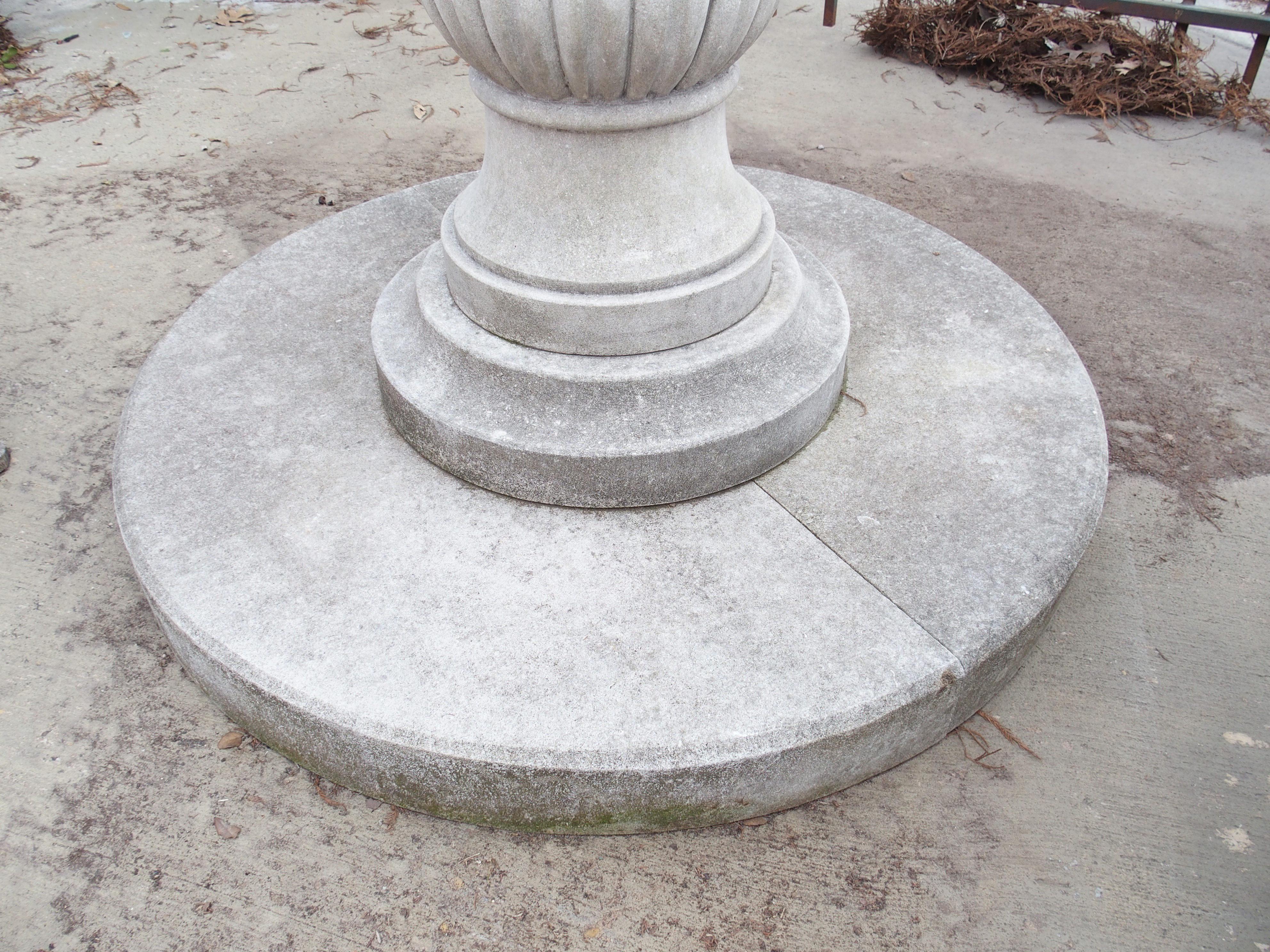 Italian Carved Limestone Baluster Form Armillary Sundial with Circular Plinth In Good Condition For Sale In Dallas, TX