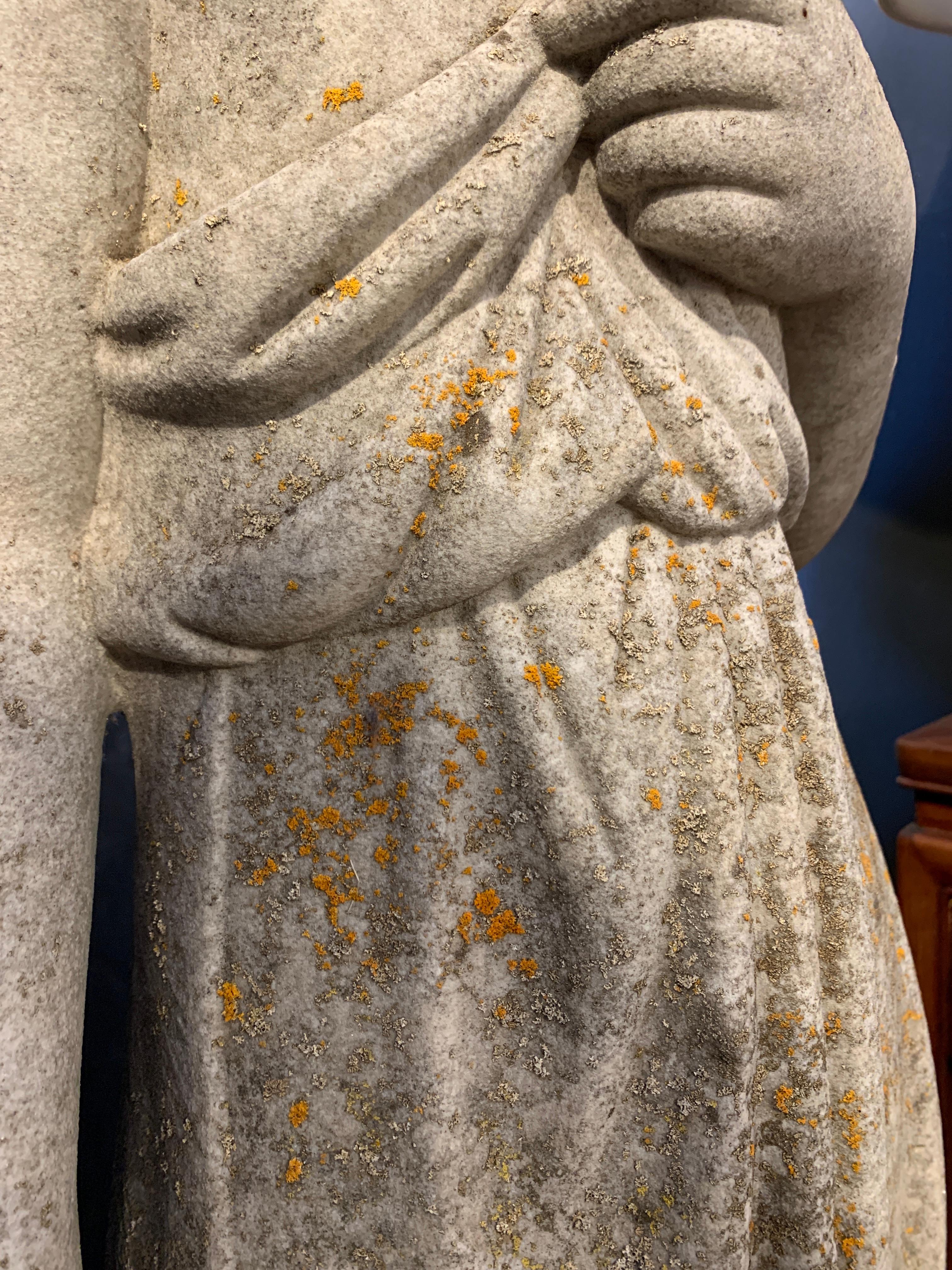 Italian Carved Limestone Garden Figure of Bacchus, Mid 20th Century, Italy 4
