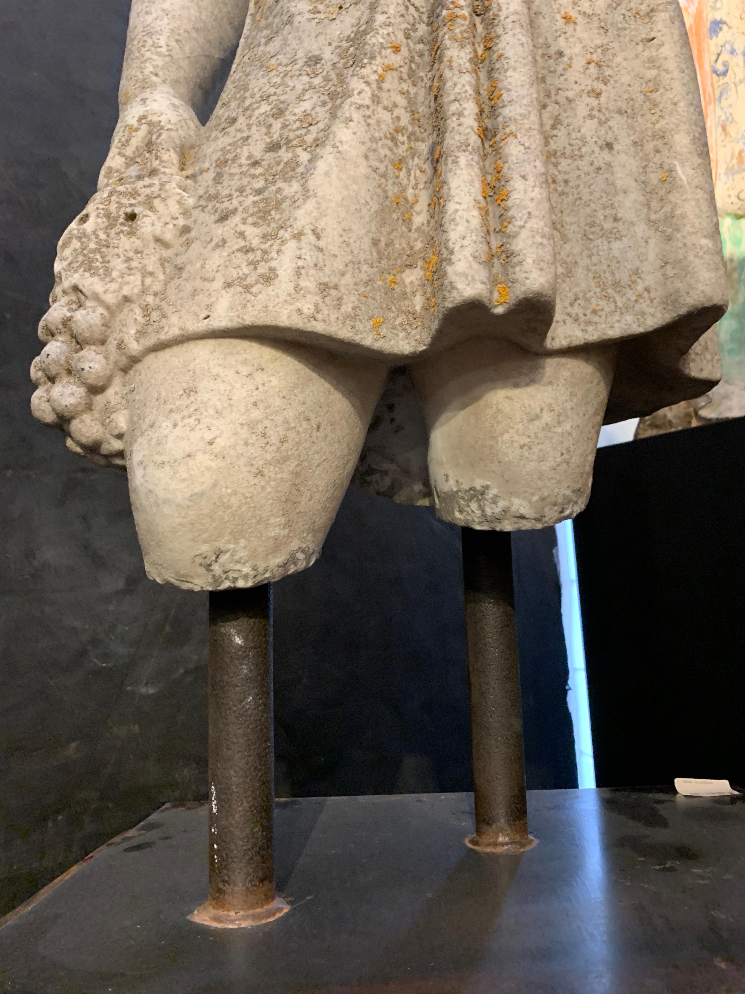 Italian Carved Limestone Garden Figure of Bacchus, Mid 20th Century, Italy 11