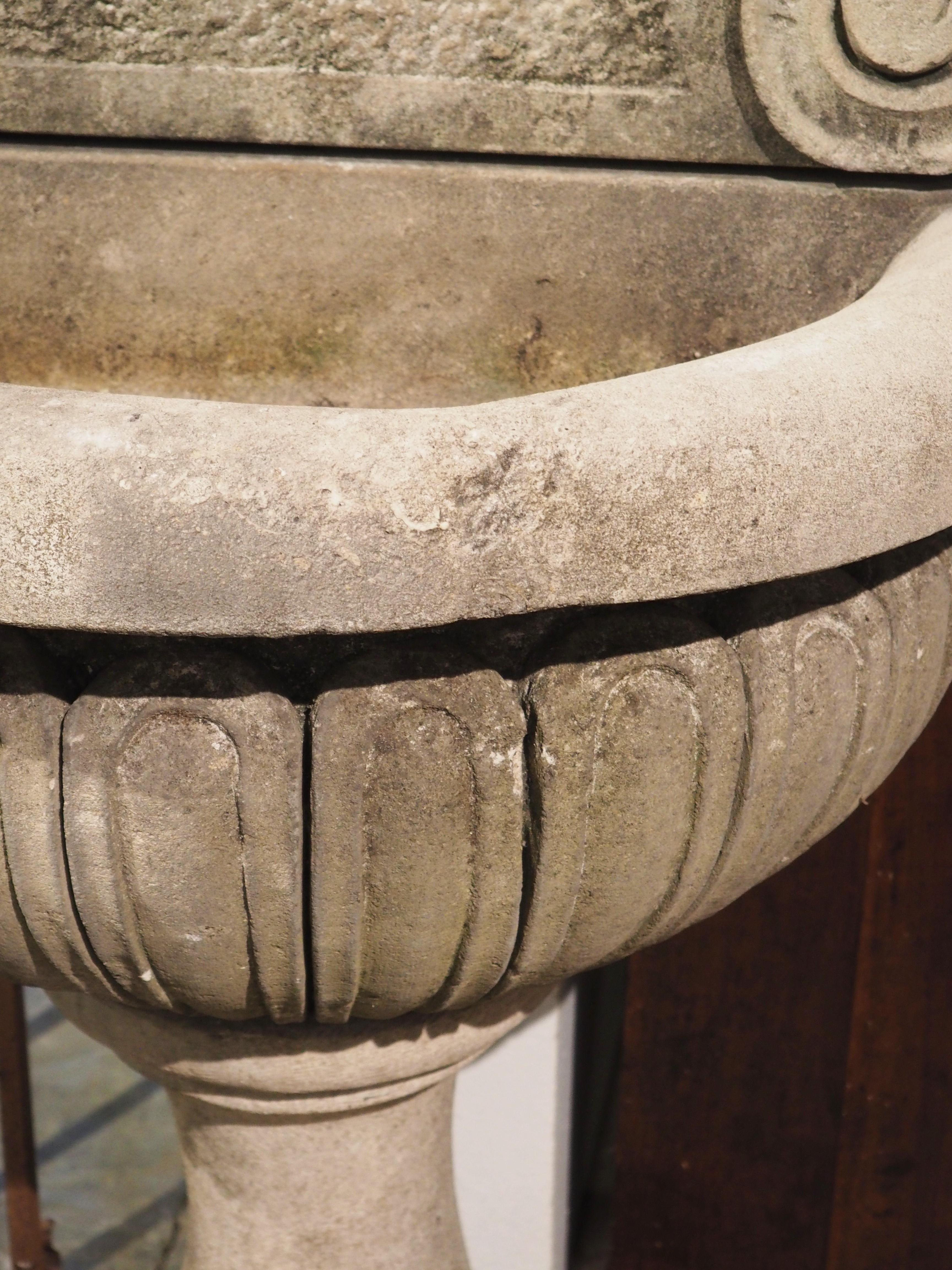 Italian Carved Limestone Wall Fountain with Mascaron Spout In Good Condition In Dallas, TX