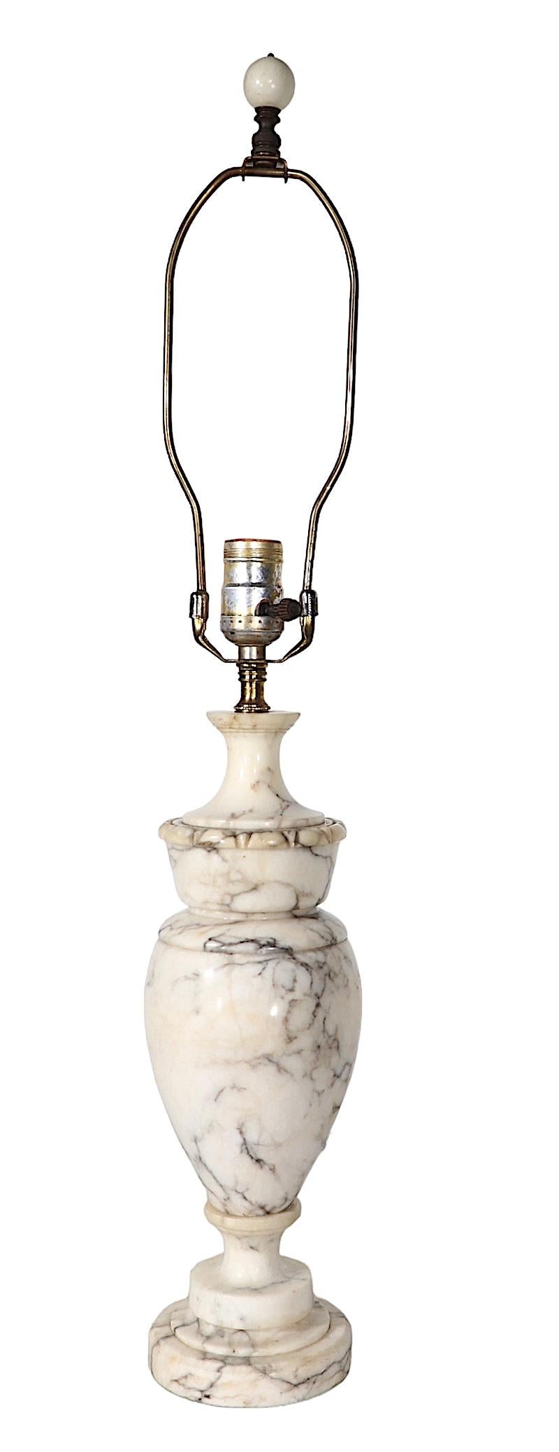 Italian Carved Marble Alabaster Classical Style Table Lamp  For Sale 6