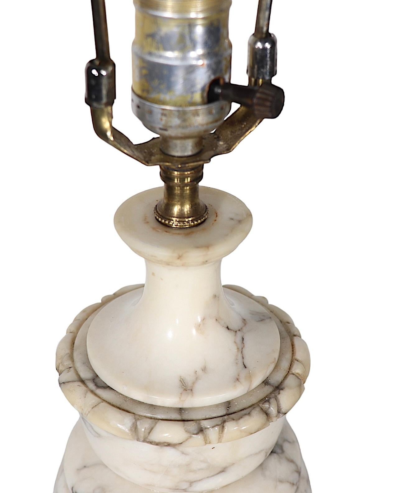 Italian Carved Marble Alabaster Classical Style Table Lamp  For Sale 2