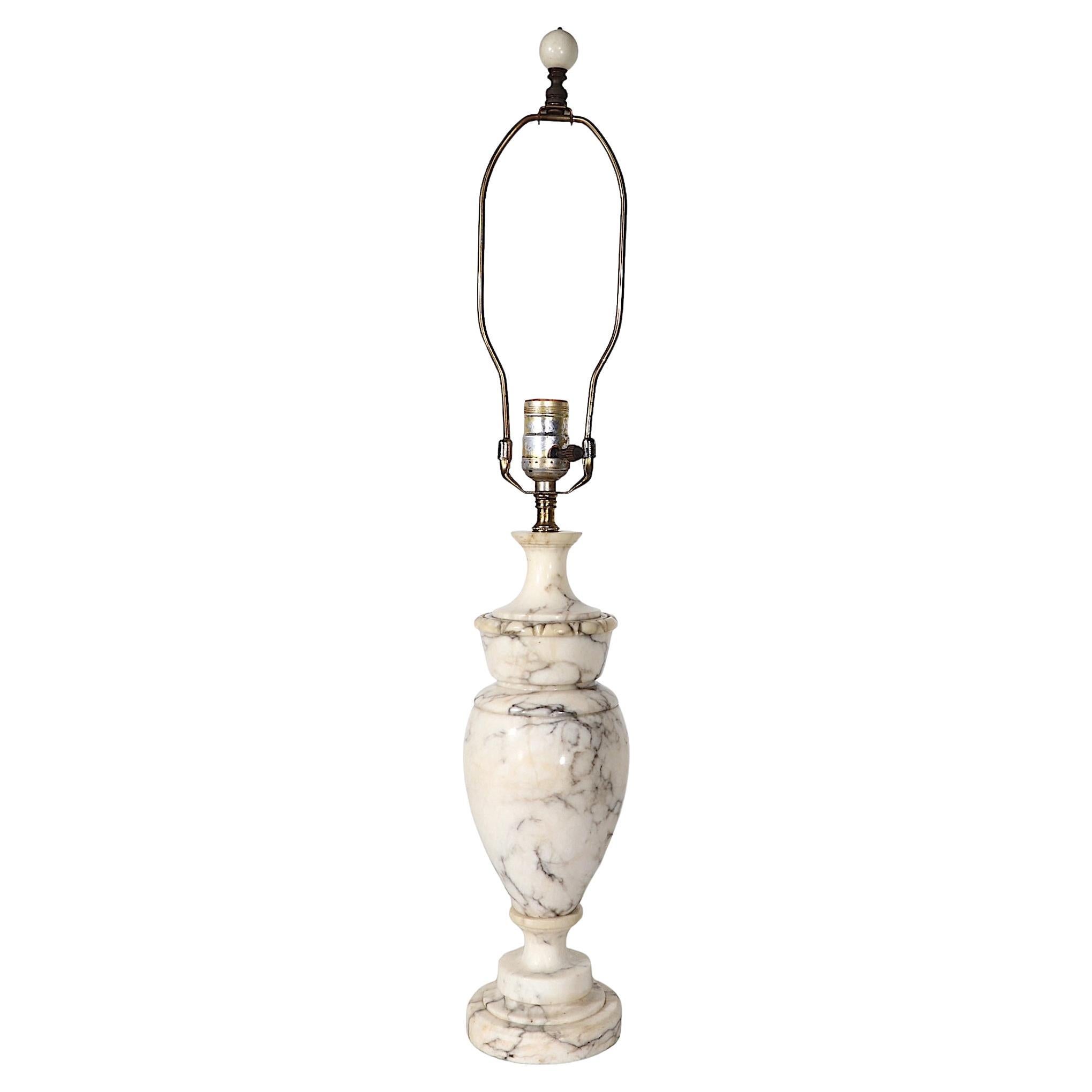Italian Carved Marble Alabaster Classical Style Table Lamp  For Sale