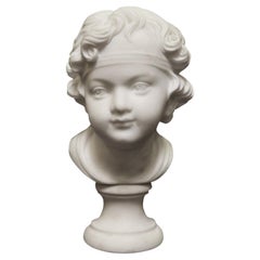 Italian Carved Marble Bust of a Girl, 19th Century