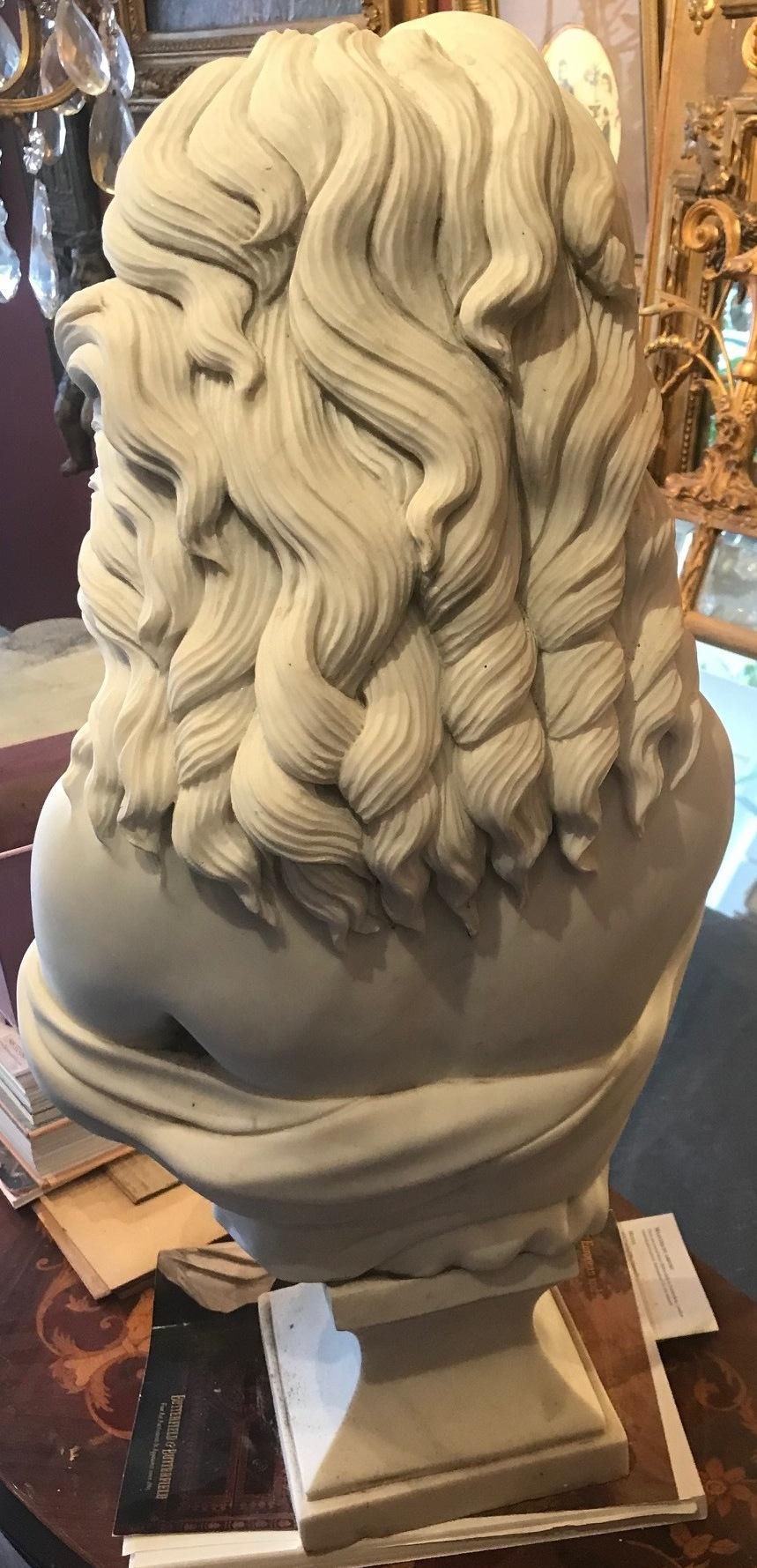 Hand-Carved Italian Carved Marble Bust of a Girl