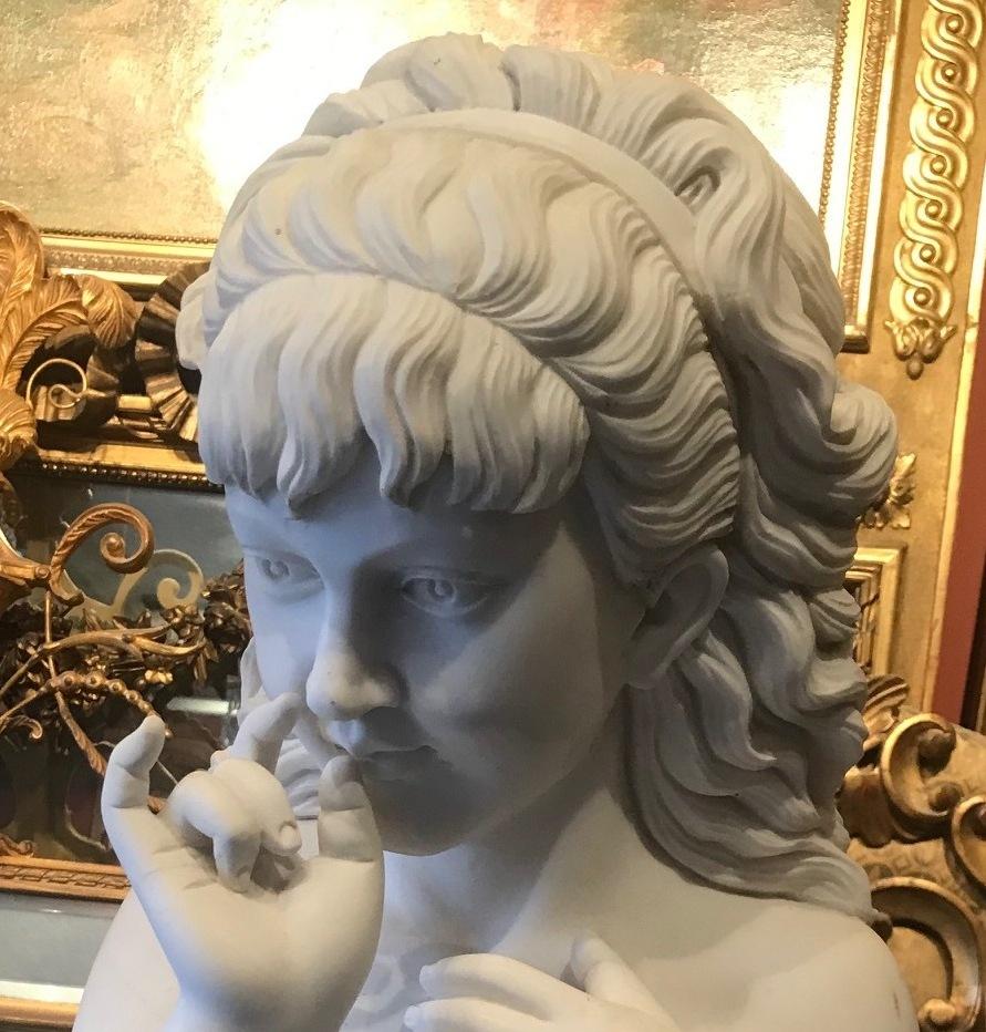 Italian Carved Marble Bust of a Girl 1