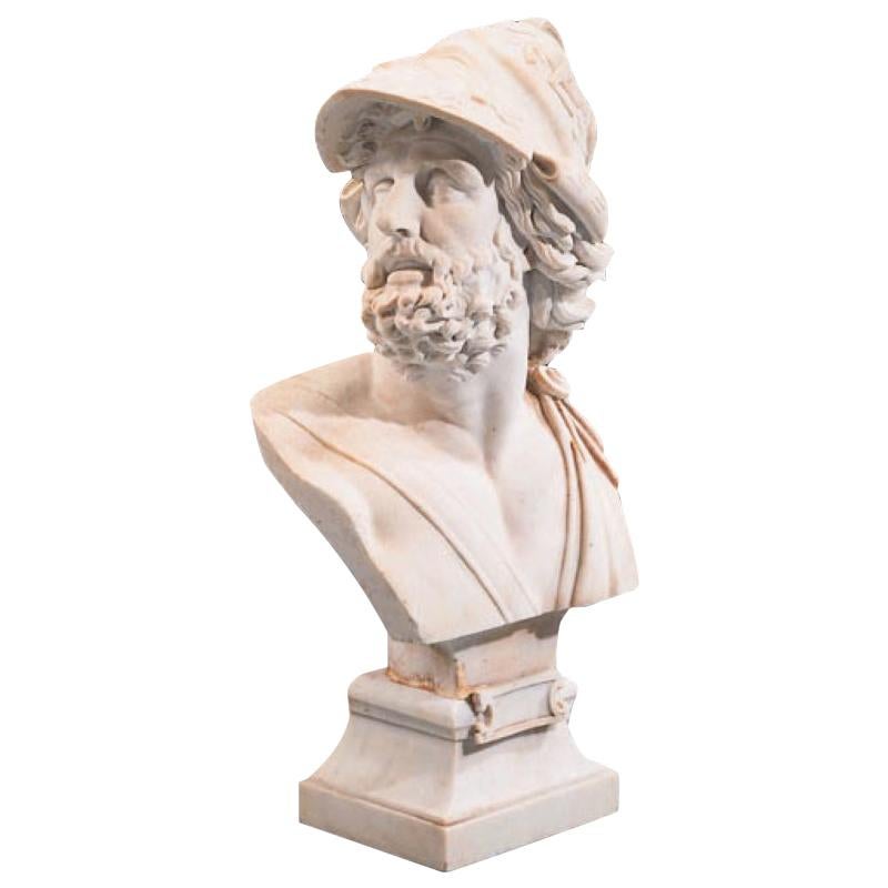 Italian Carved Marble Bust of Ajax For Sale