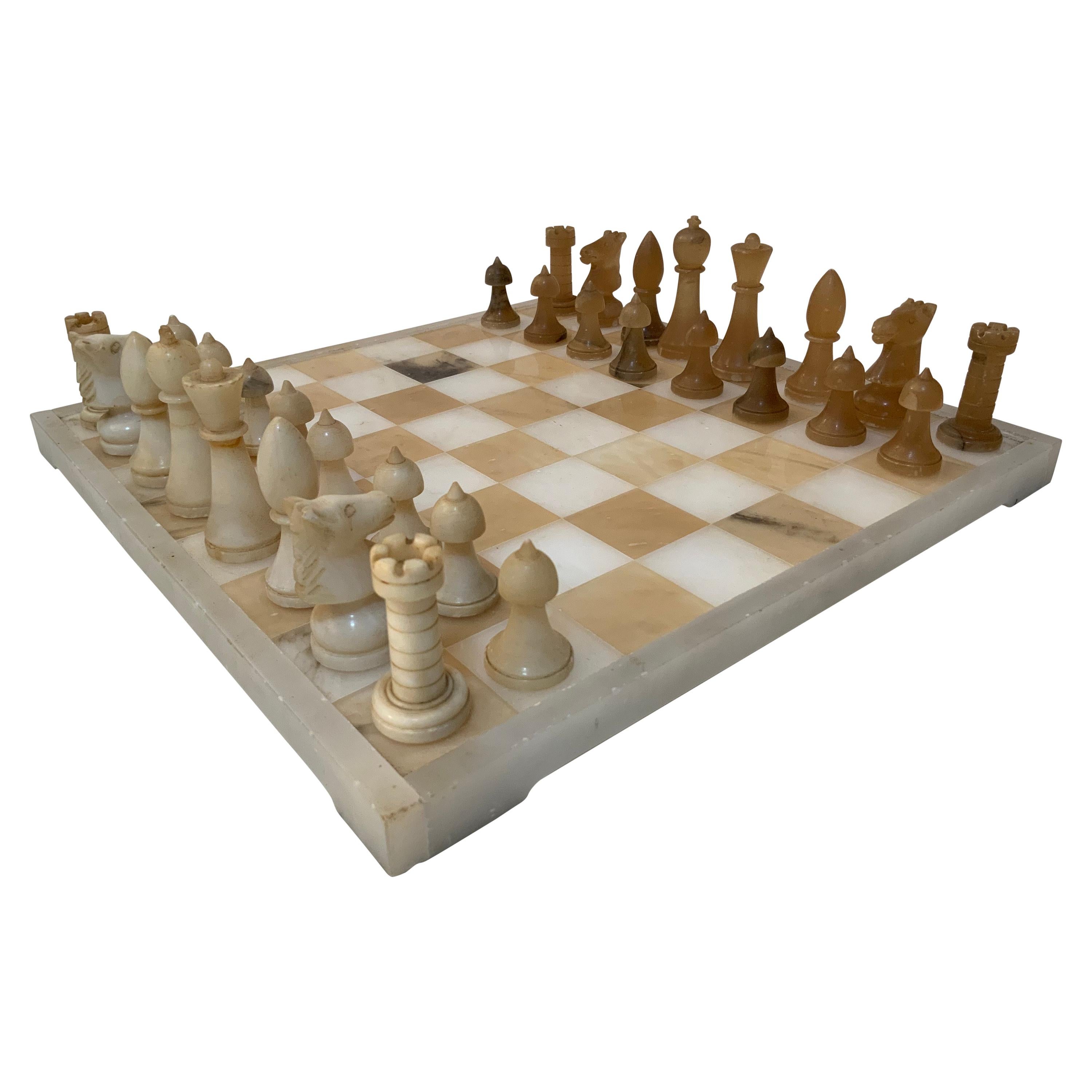 Italian Carved Marble Chess Set