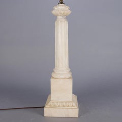 Italian Carved Marble Classical Column & Acanthus Table Lamp Base, 20th Century
