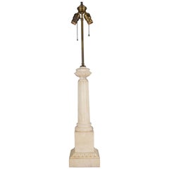 Italian Carved Marble Classical Column & Acanthus Table Lamp Base, 20th Century