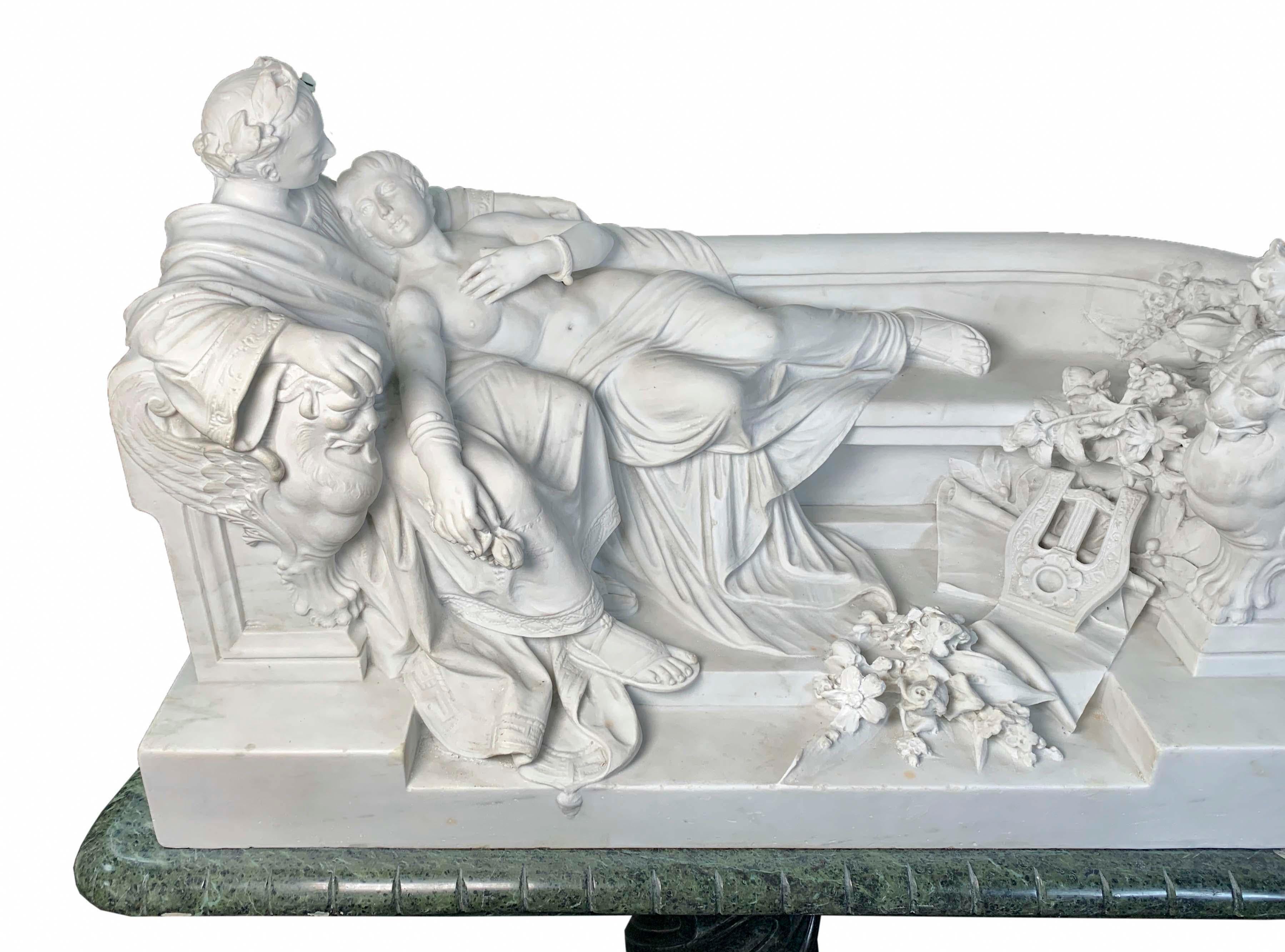 Neoclassical Italian Carved Marble Group of a Roman Caesar and  His Lover by Battelli For Sale