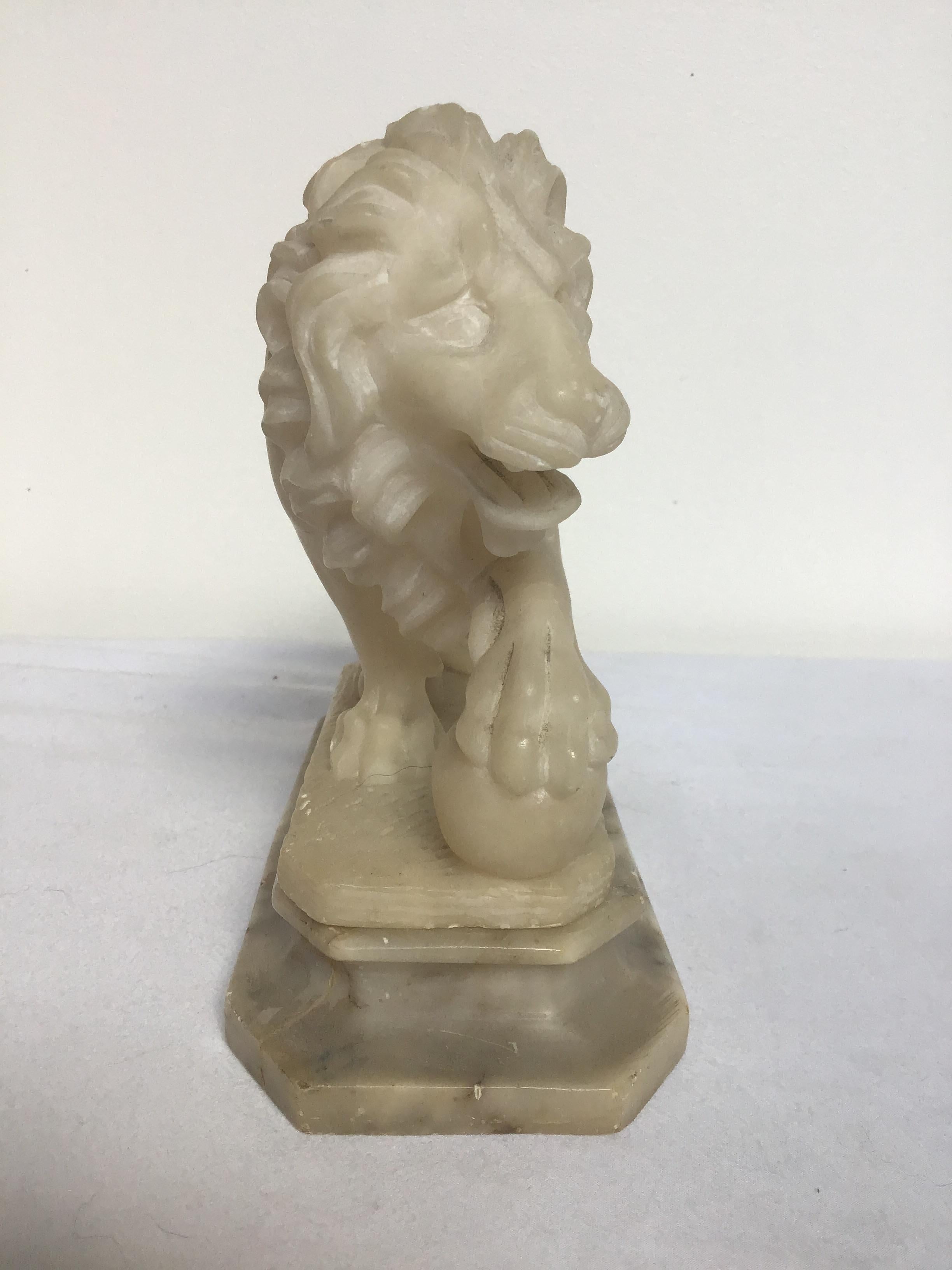 Italian Carved Marble Lion on Base 4