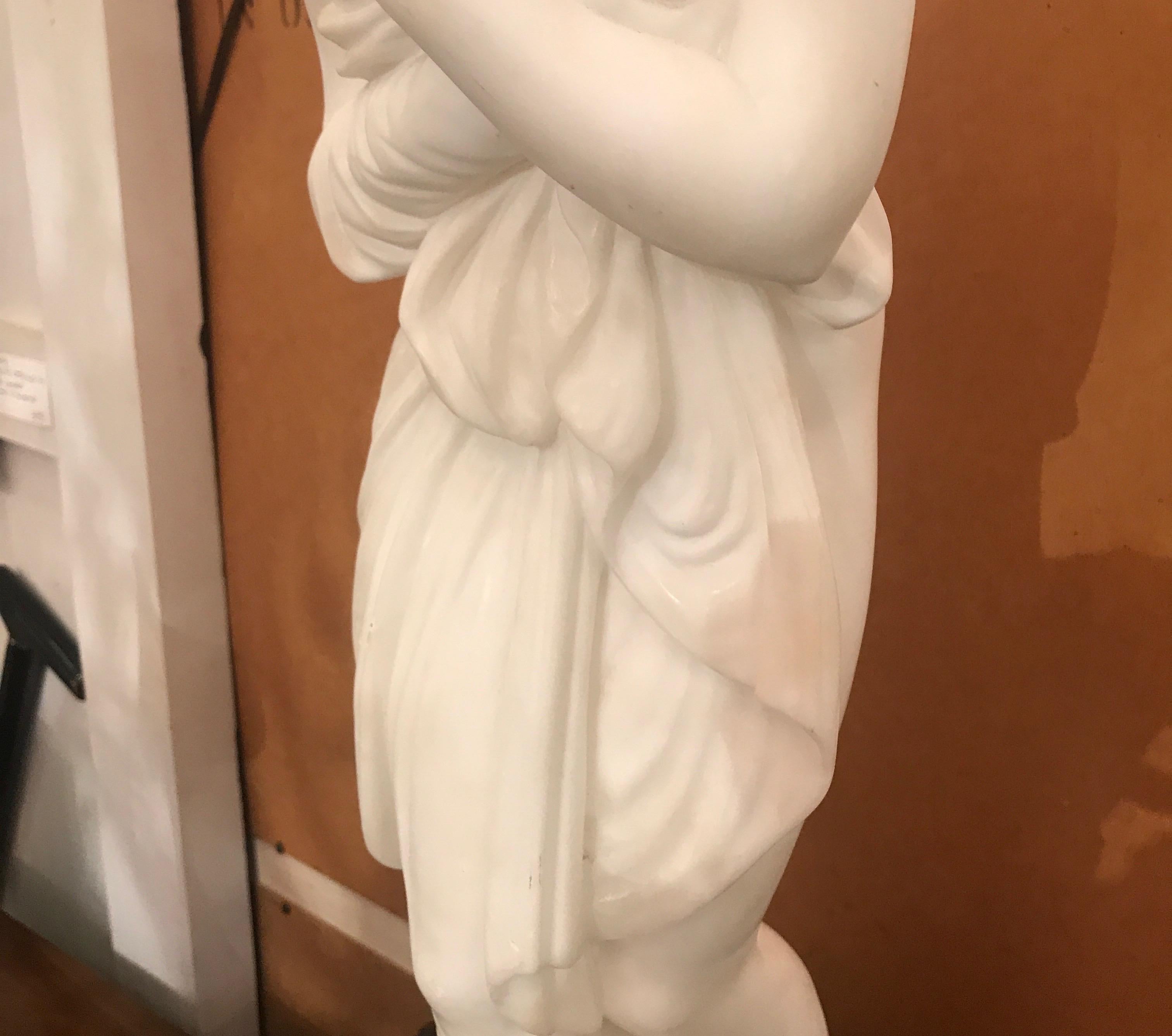 Hand-Carved Italian Carved Marble Neoclassical Sculpture