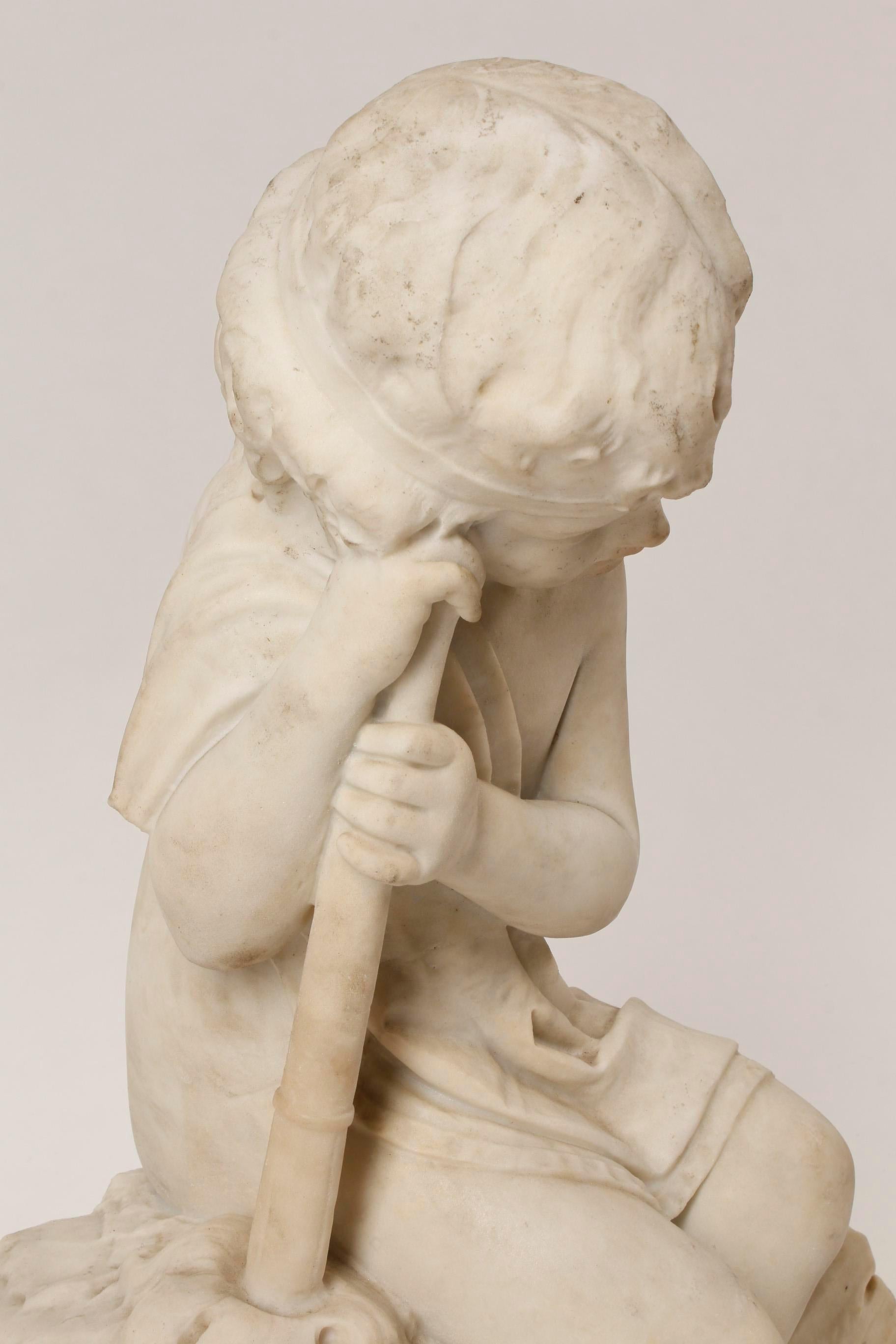 Italian Carved Marble Sculpture of a Child, 19th Century For Sale 8