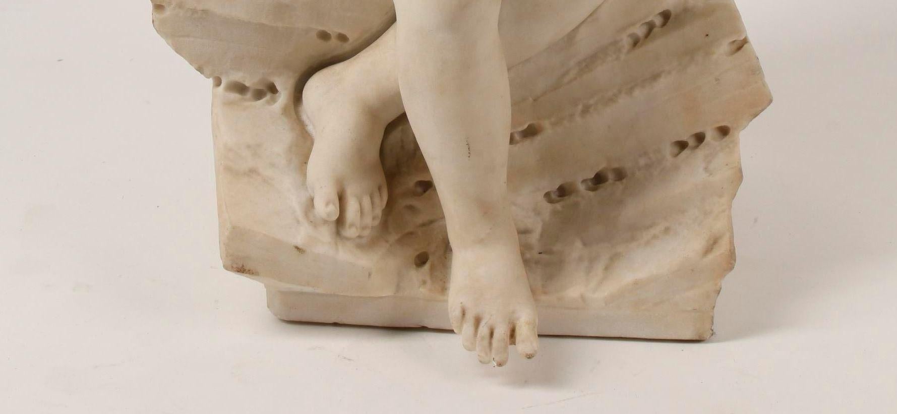 Italian Carved Marble Sculpture of a Child, 19th Century For Sale 13
