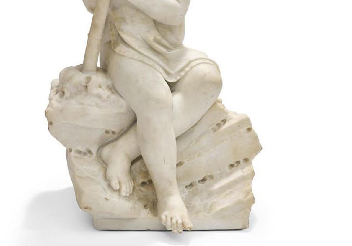 Italian Carved Marble Sculpture of a Child, 19th Century In Good Condition In Cypress, CA
