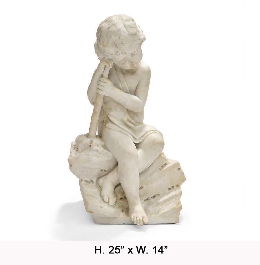 Italian Carved Marble Sculpture of a Child, 19th Century 4