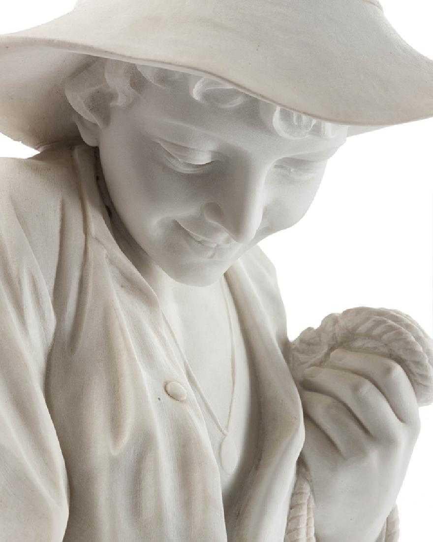 Italian Carved Marble Statue of a Boy, Signed 3