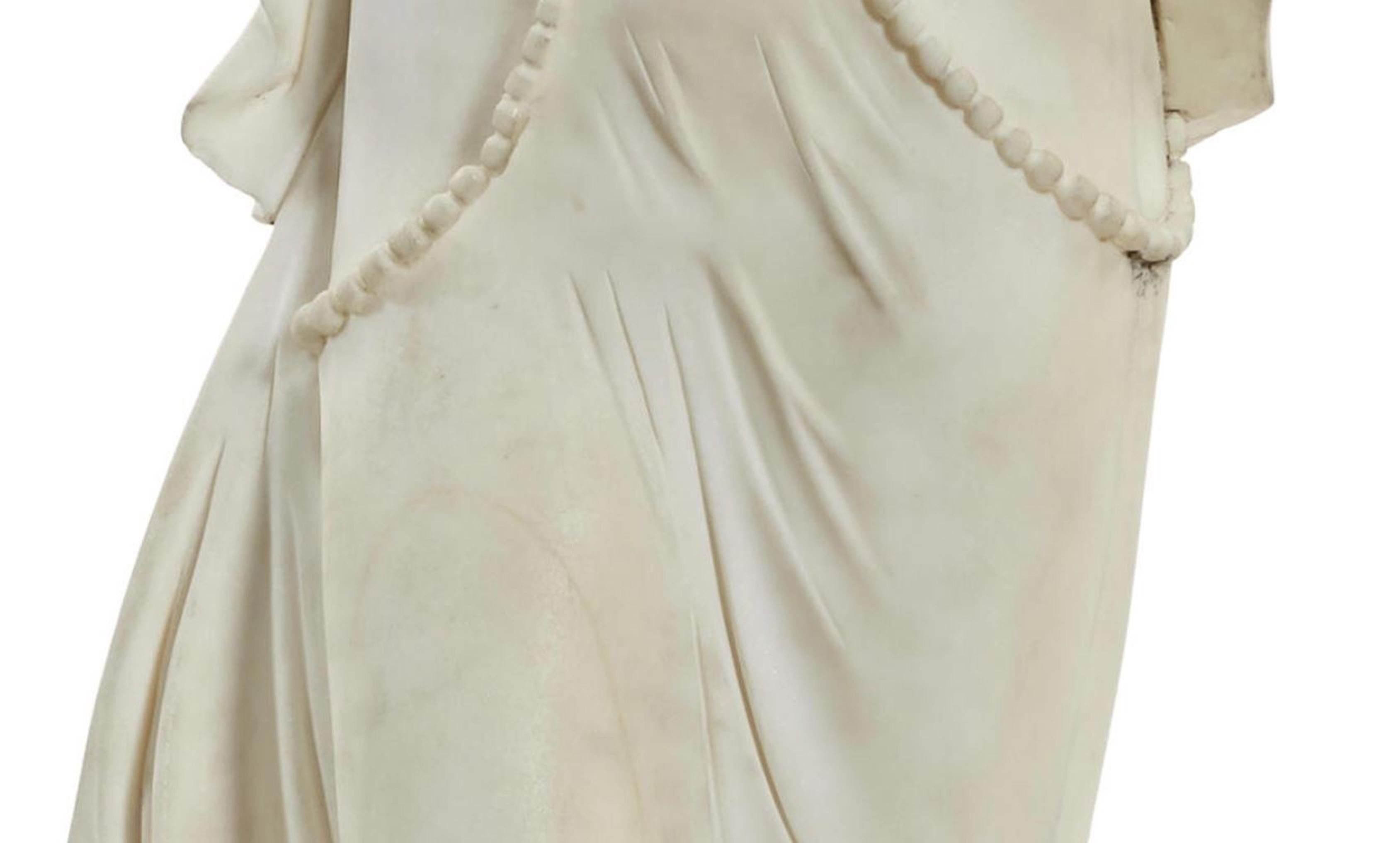 Italian Carved Marble Statue of a Maiden 3