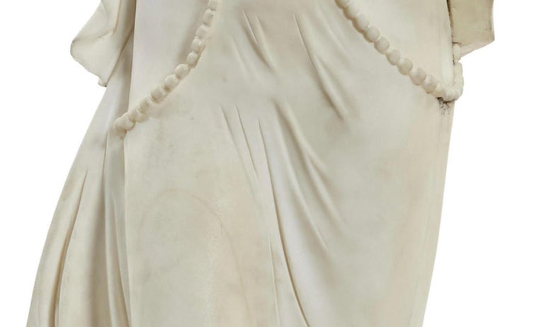 Italian Carved Marble Statue of a Maiden at 1stDibs