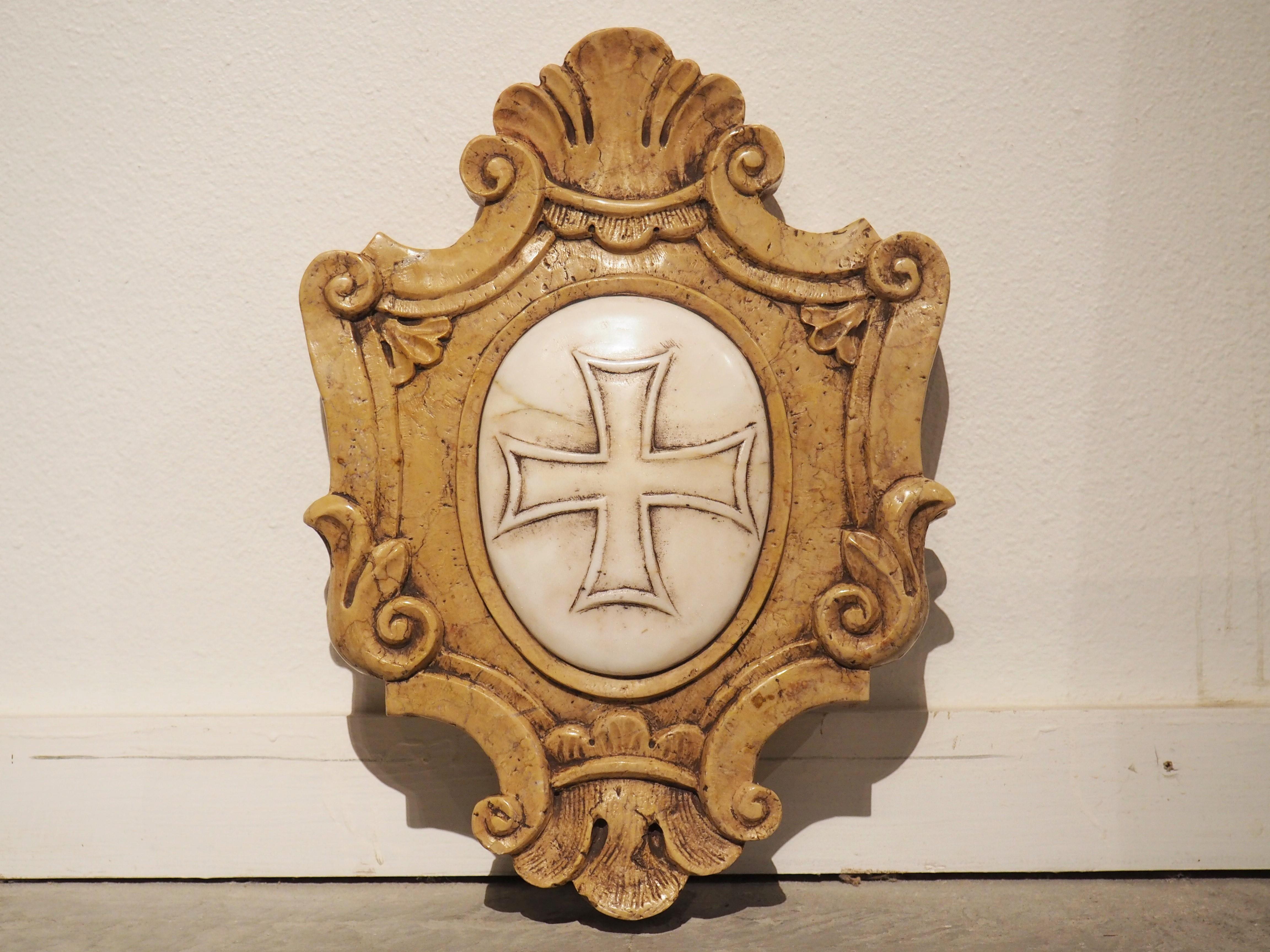 Italian Carved Marble Stemma Plaque with Maltese Cross 6