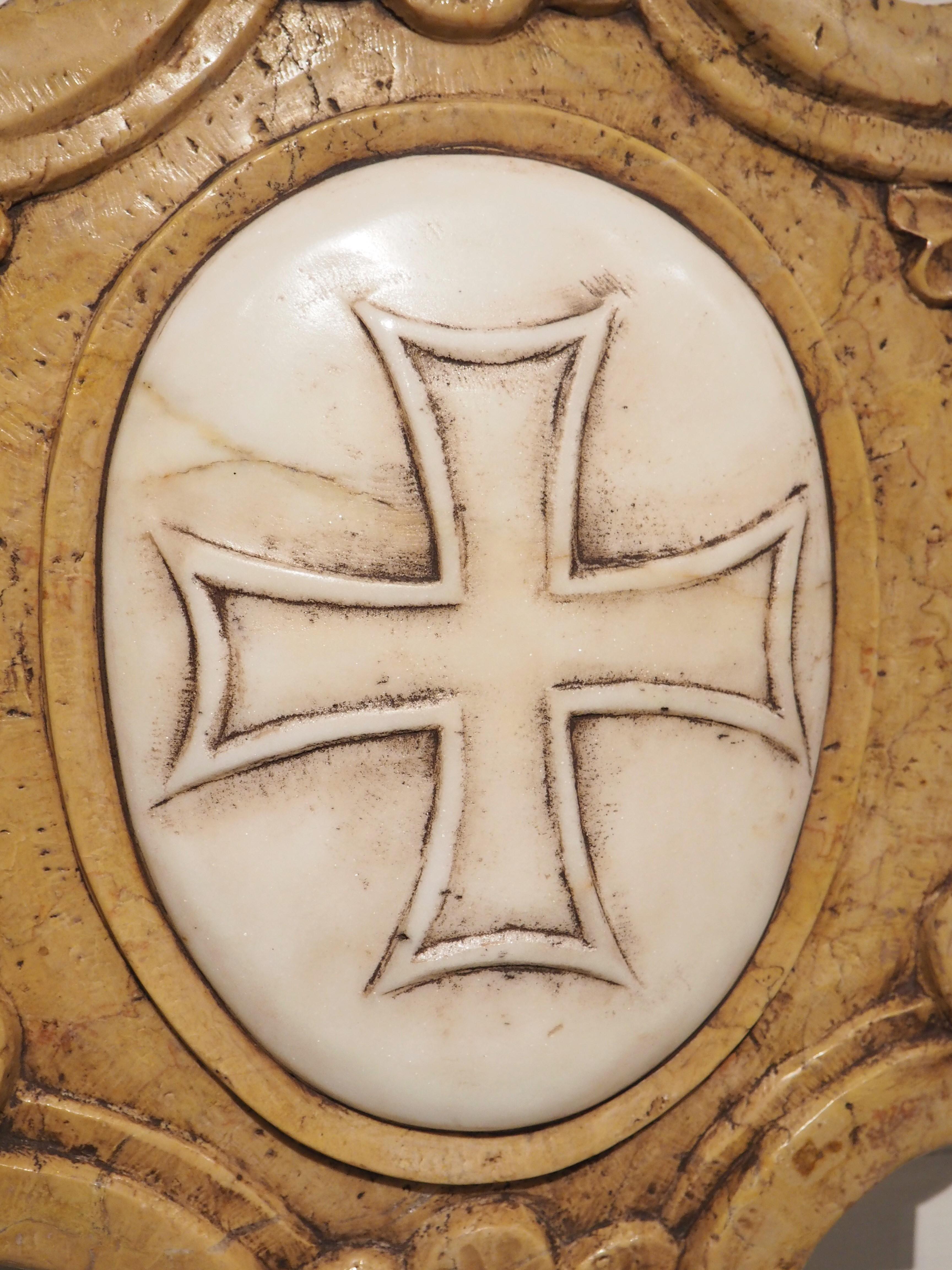 Italian Carved Marble Stemma Plaque with Maltese Cross 2