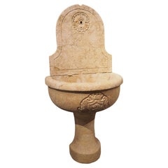 Italian Carved Marble Three-Piece Wall Fountain