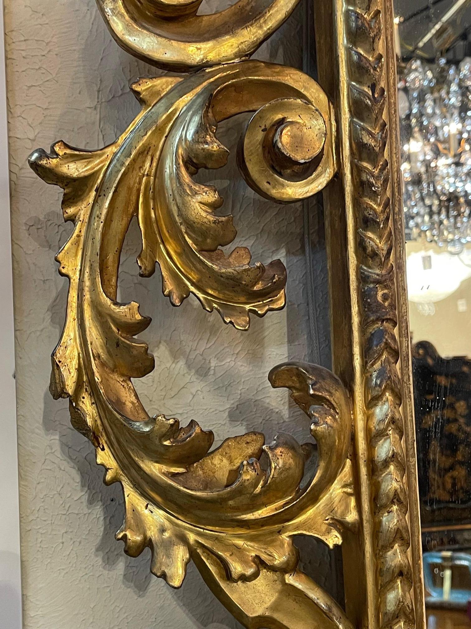 Giltwood Italian Carved Mirror For Sale
