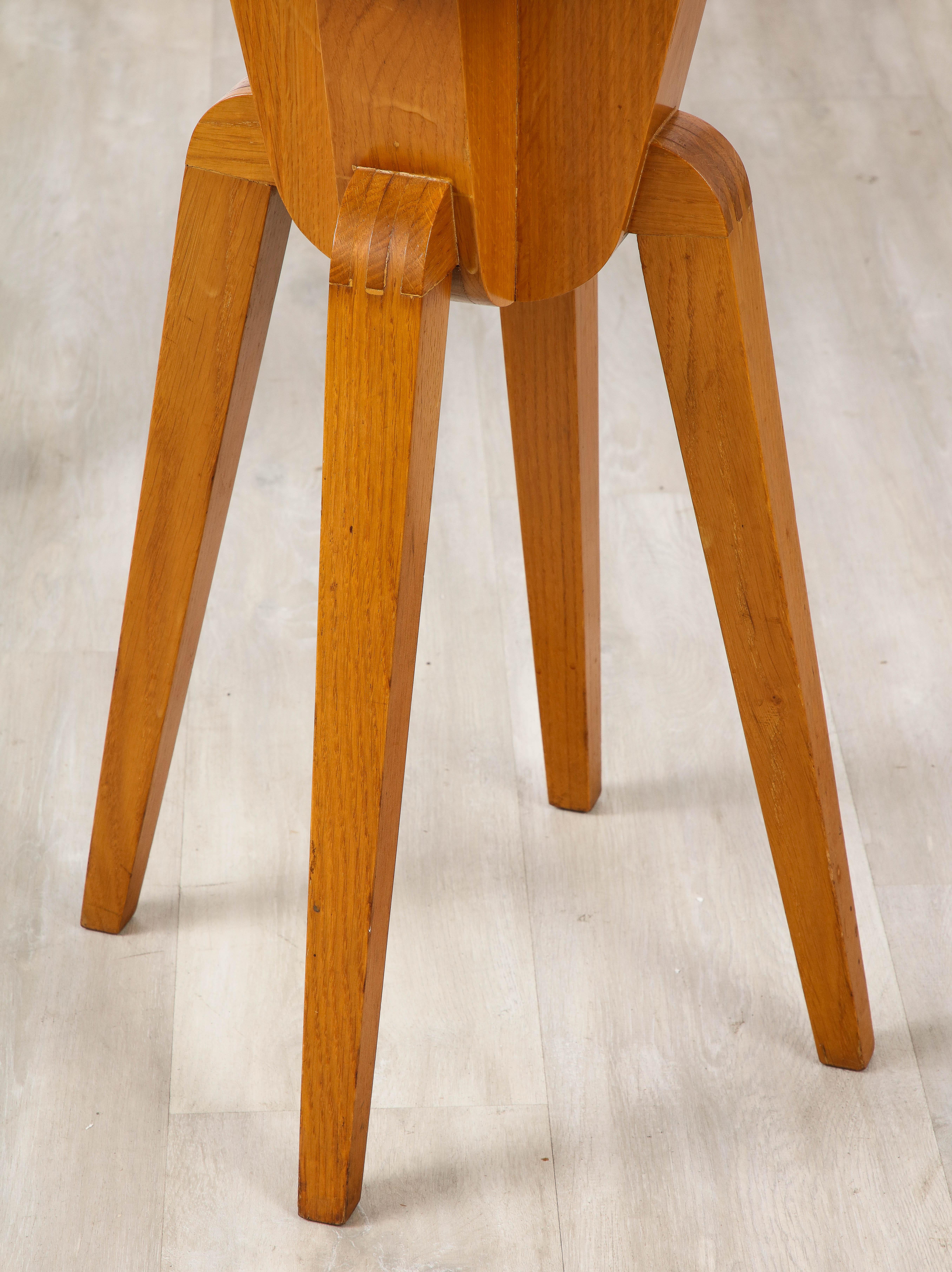 Italian Carved Oak Barstools, Northern Italy, circa 1950  In Good Condition In New York, NY