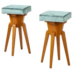 Italian Carved Oak Barstools, Northern Italy, circa 1950