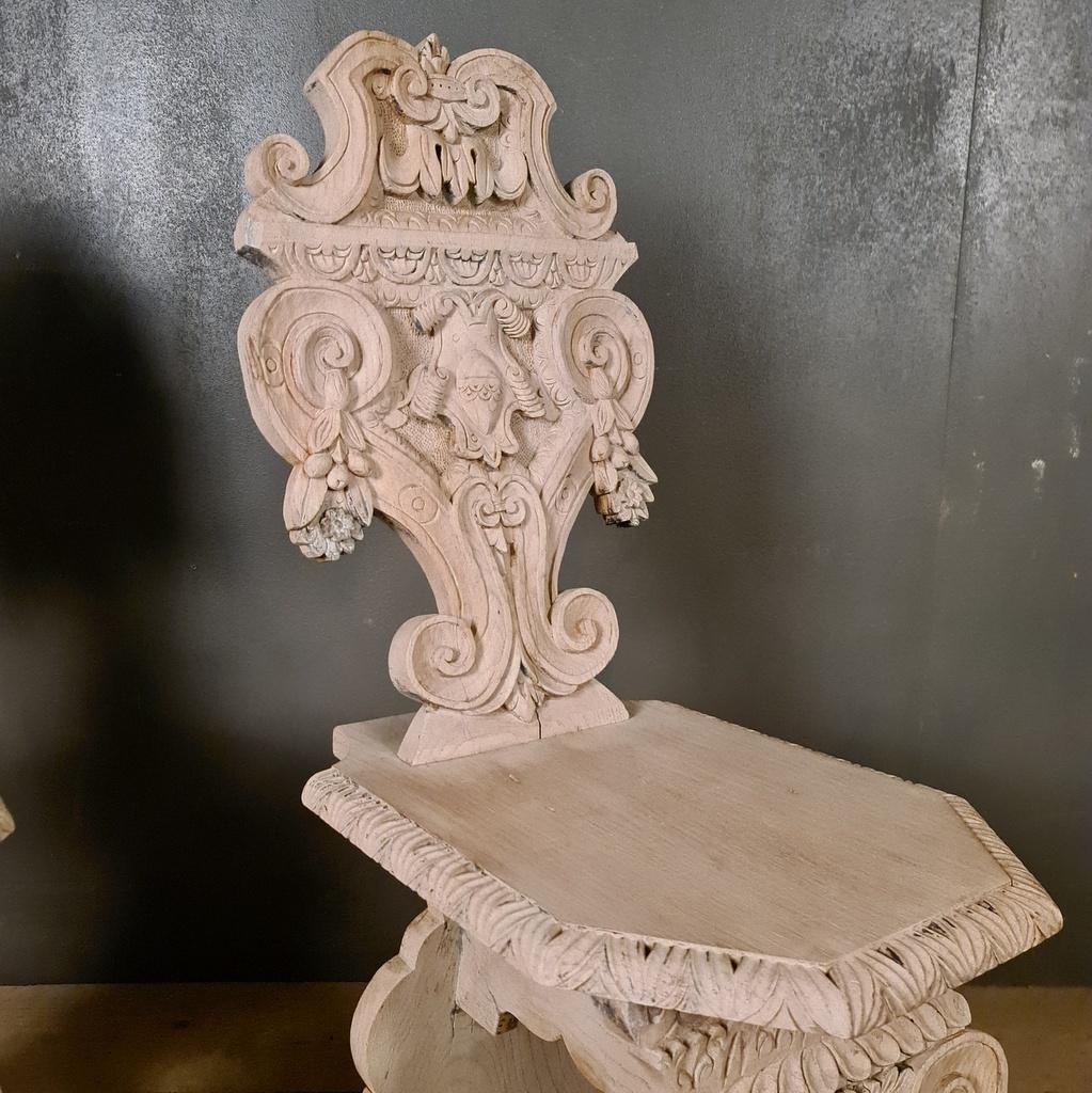 19th Century Italian Carved Oak Chairs For Sale