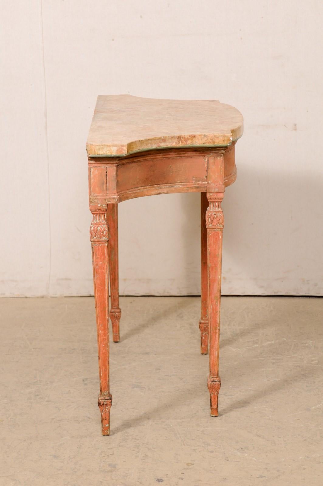 Italian Carved & Painted Console Table W/Nice Scagliola Top, Turn 18th & 19th C. In Good Condition In Atlanta, GA