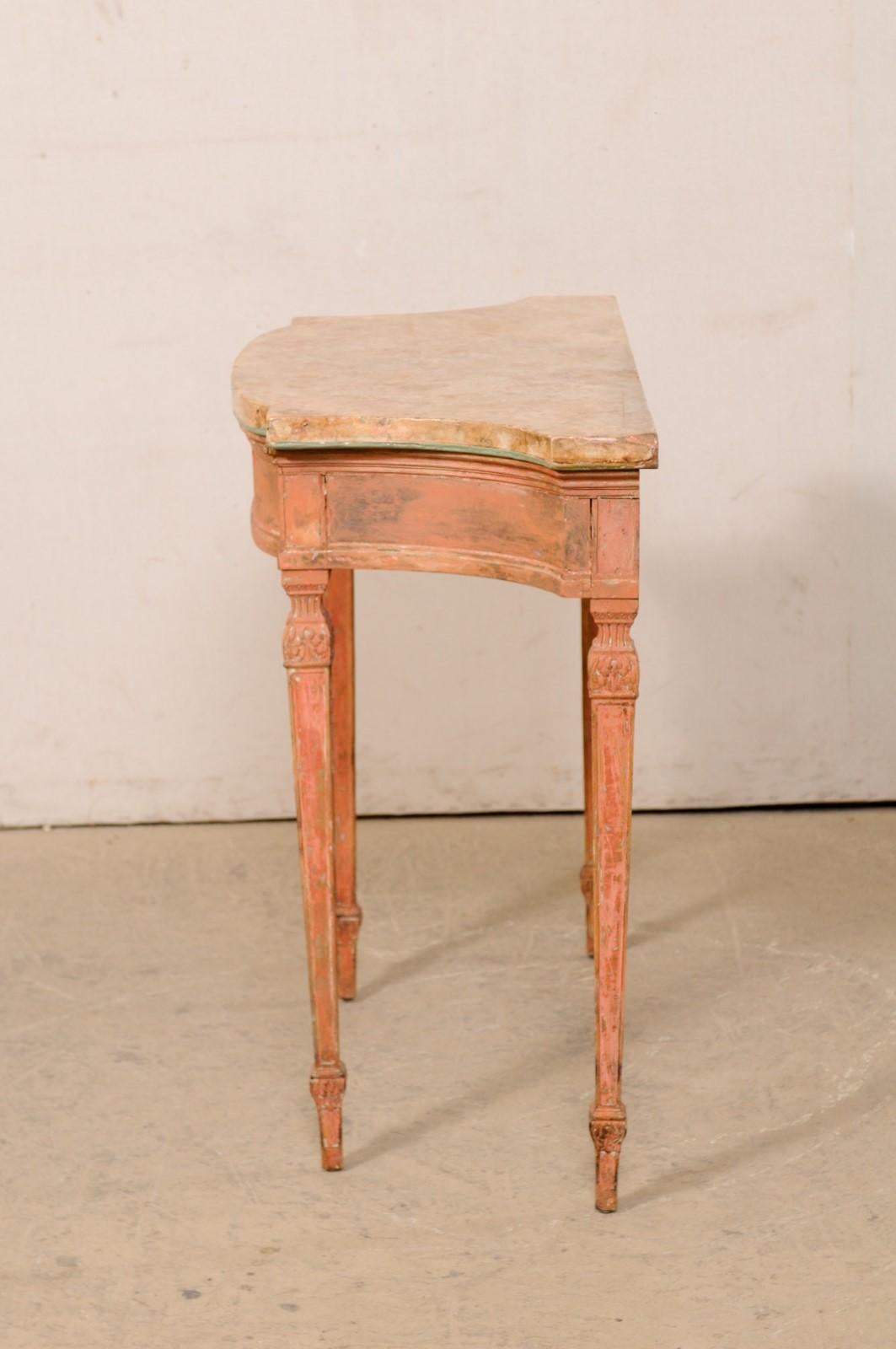 Italian Carved & Painted Console Table W/Nice Scagliola Top, Turn 18th & 19th C. 3