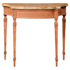 Italian Carved & Painted Console Table W/Nice Scagliola Top, Turn 18th & 19th C.