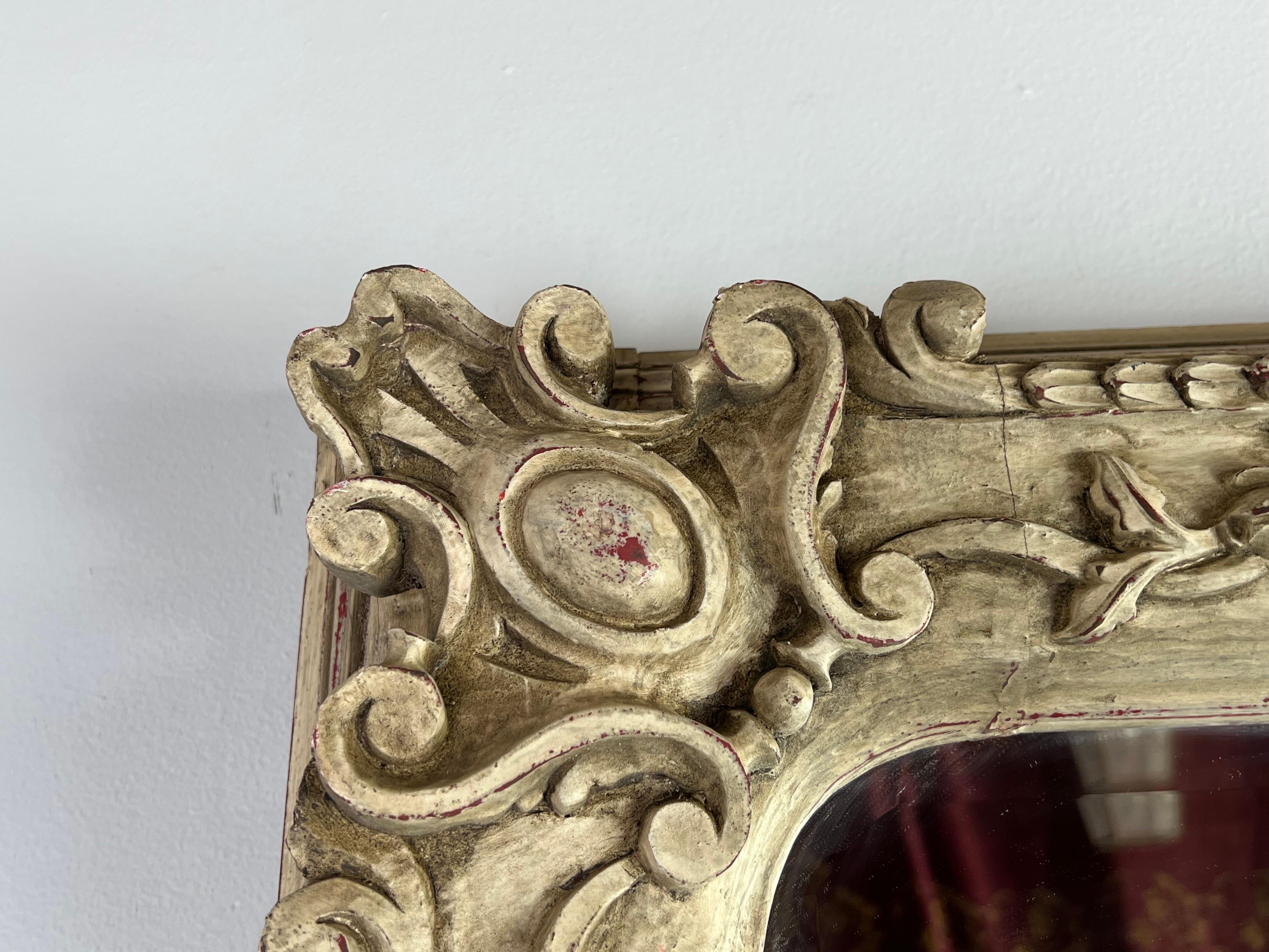 Hand-Carved Italian Carved Painted Mirror C. 1940’s