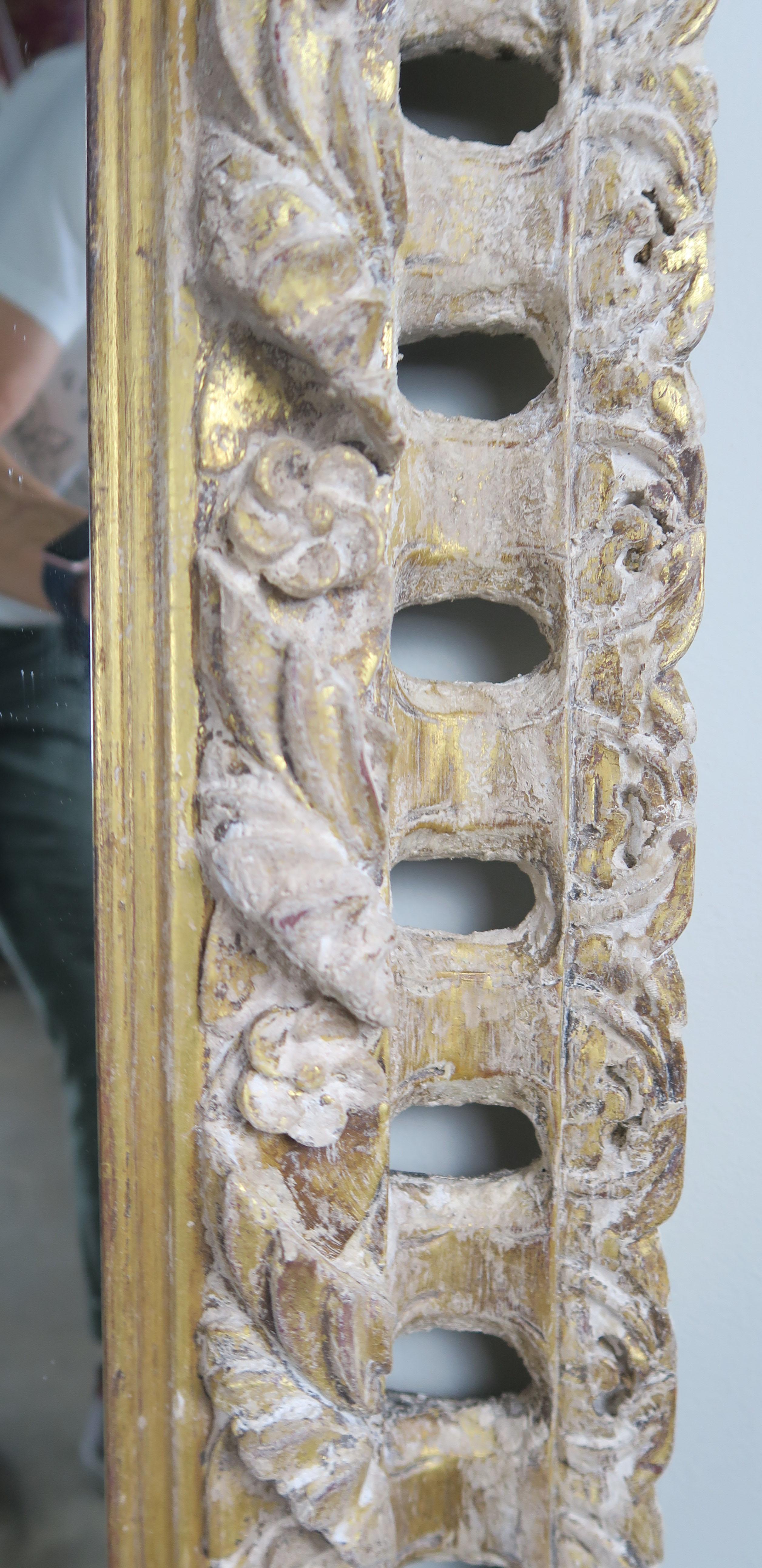 Italian Carved Painted Mirror with Gold Leaf Accents 4