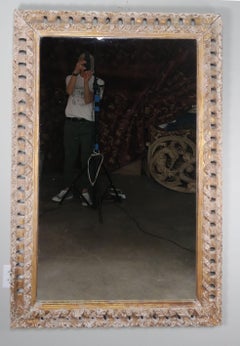 Italian Carved Painted Mirror with Gold Leaf Accents