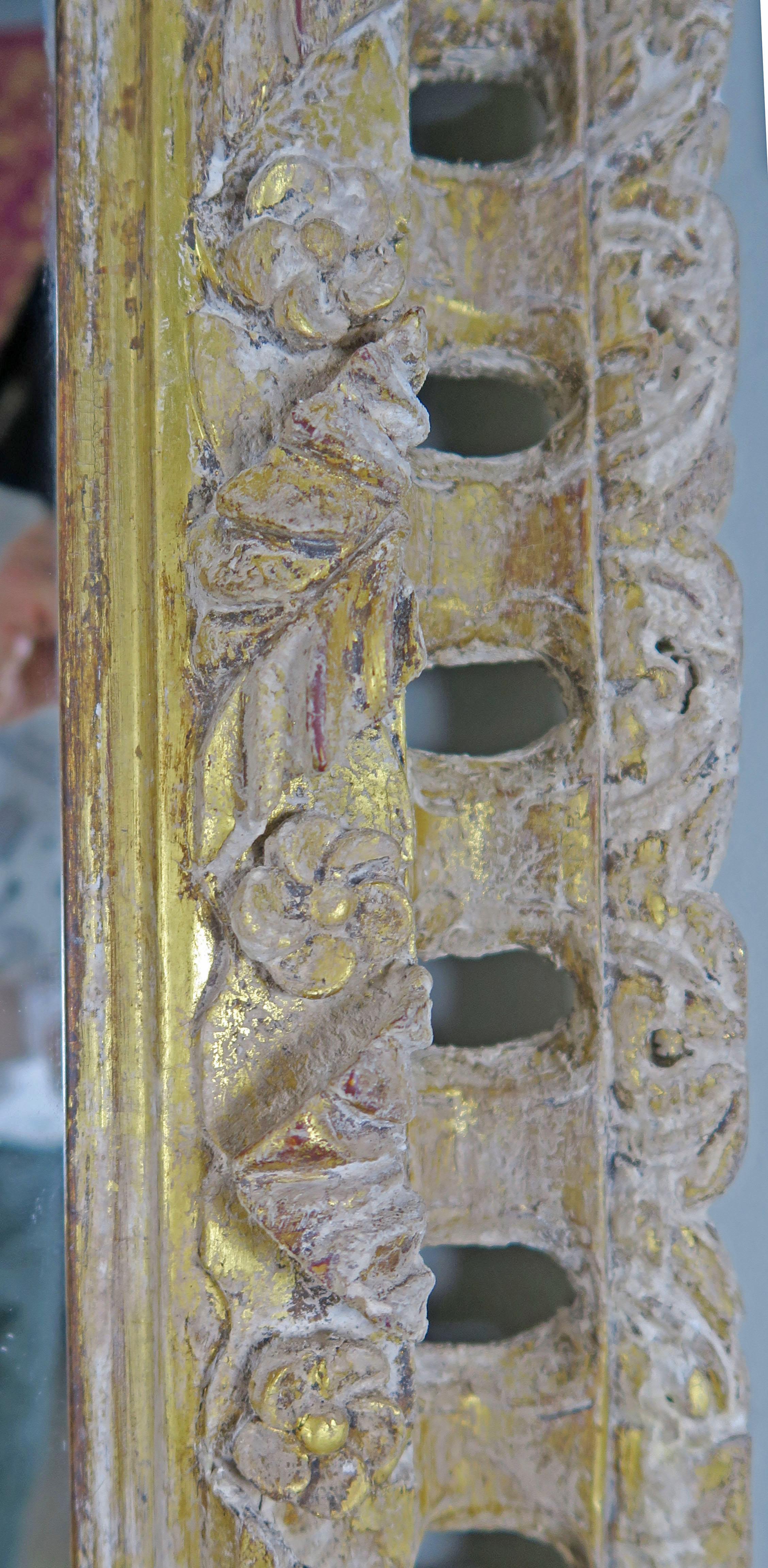 Italian Carved Painted Mirror with Gold Leaf Accents 1