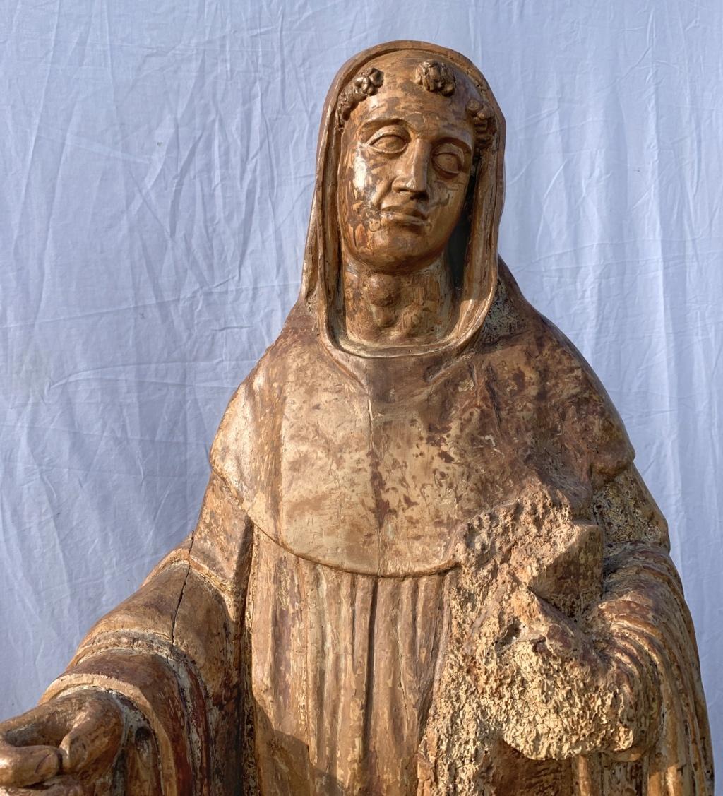 Italian Carved Painted Sculpture, Saint, Italy, 16th Century, Gilded In Fair Condition For Sale In Varmo, IT