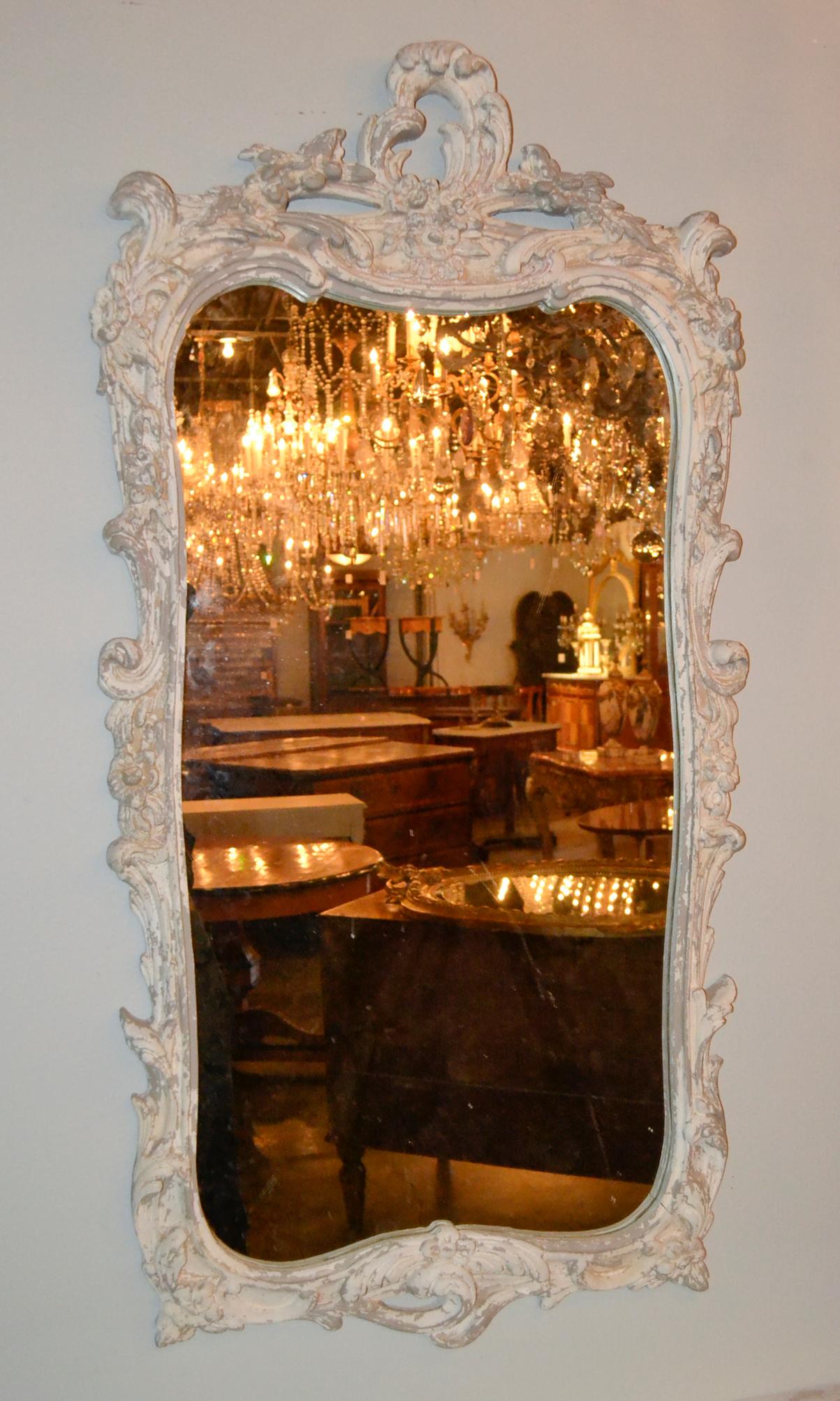 Italian Carved and Painted Wood Console and Mirror In Good Condition In Dallas, TX