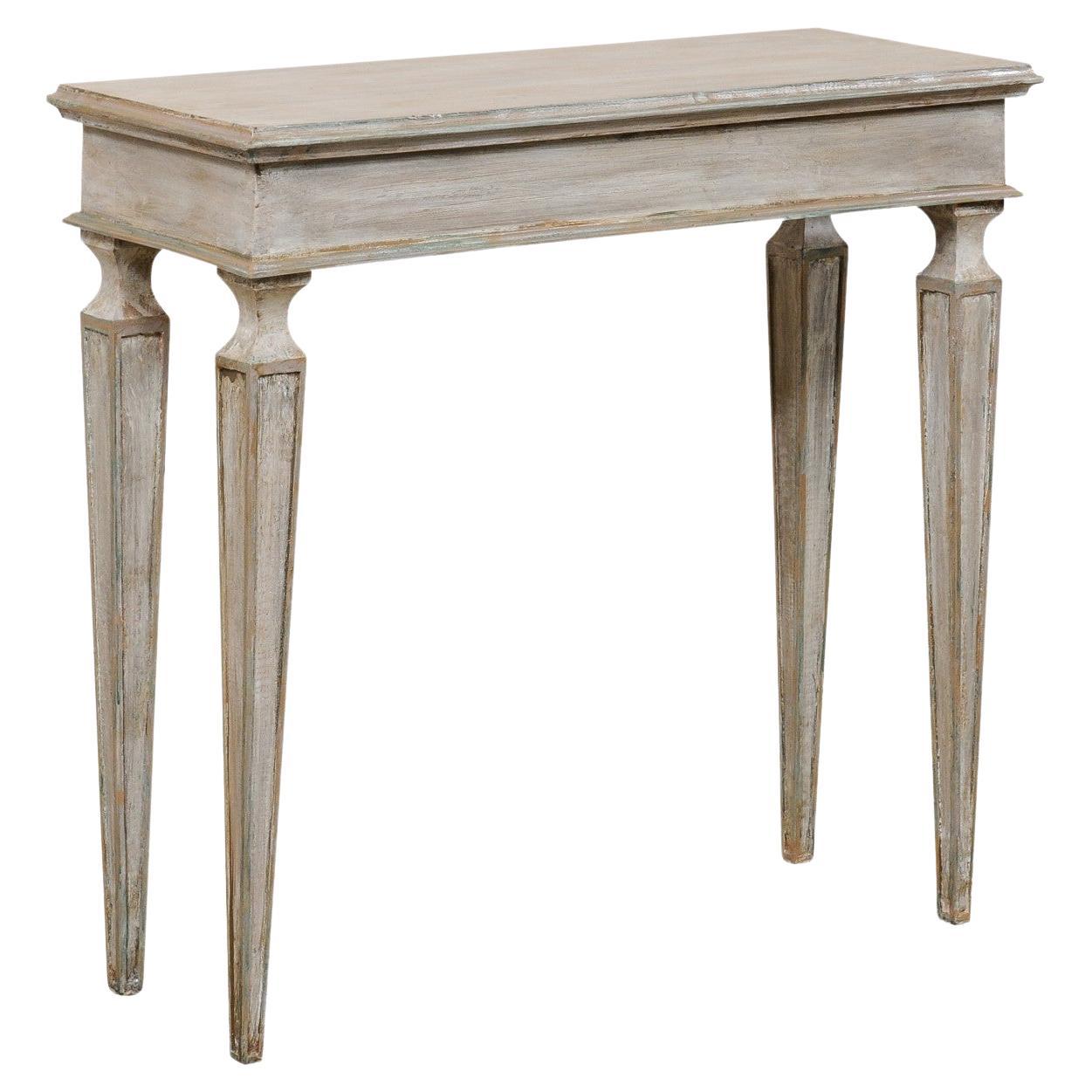 Italian Carved & Painted Wood Console Table, Cute