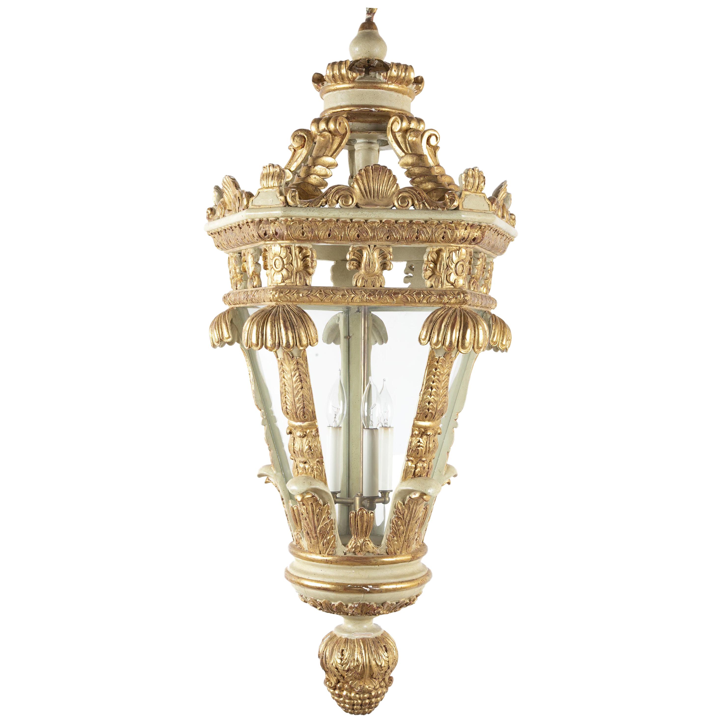 Italian Carved Parcel-Gilt Lantern