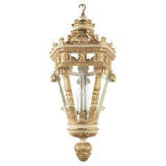 Vintage Italian Carved Parcel-Gilt Lantern