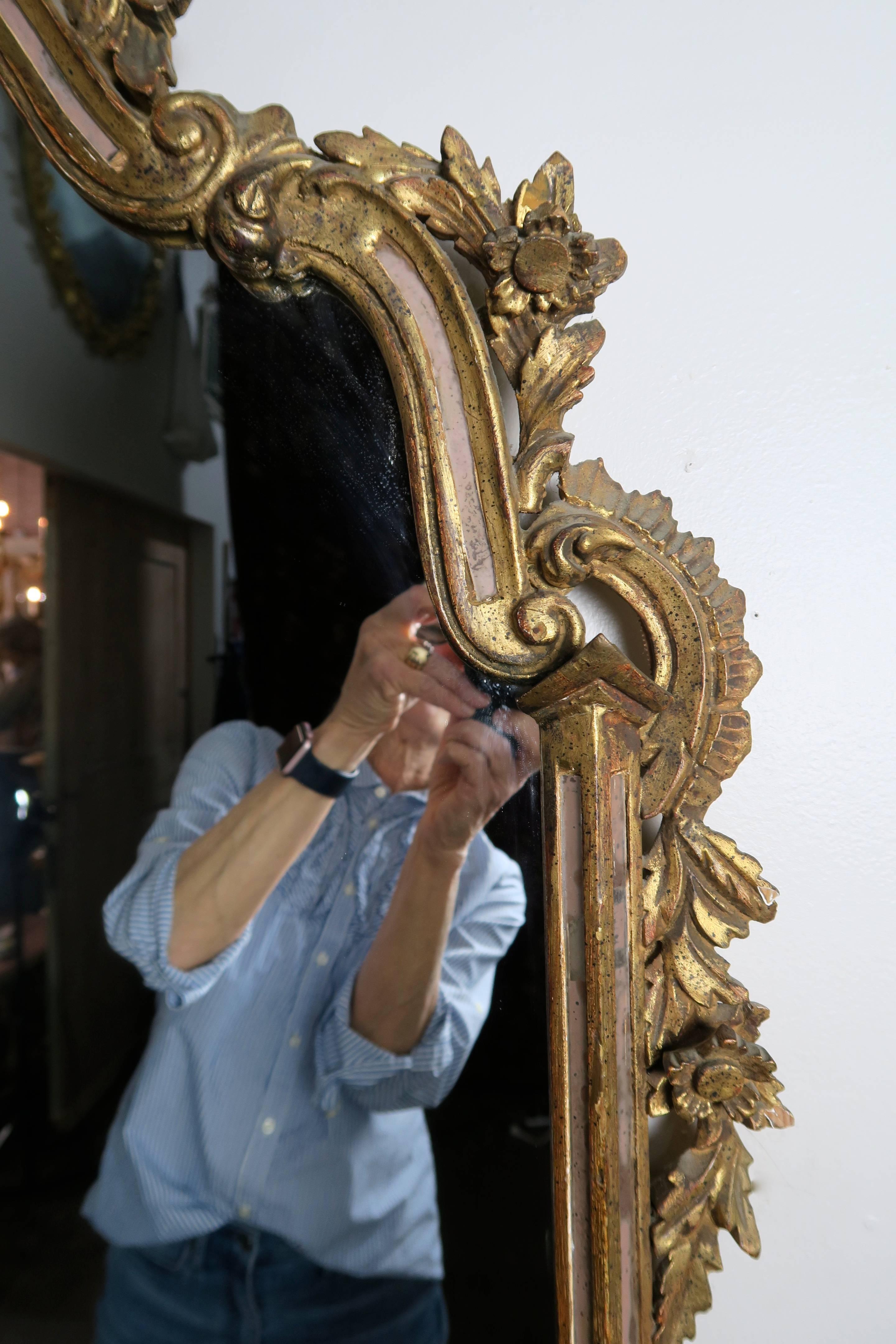 Italian Carved Rococo Style Giltwood Mirror 2