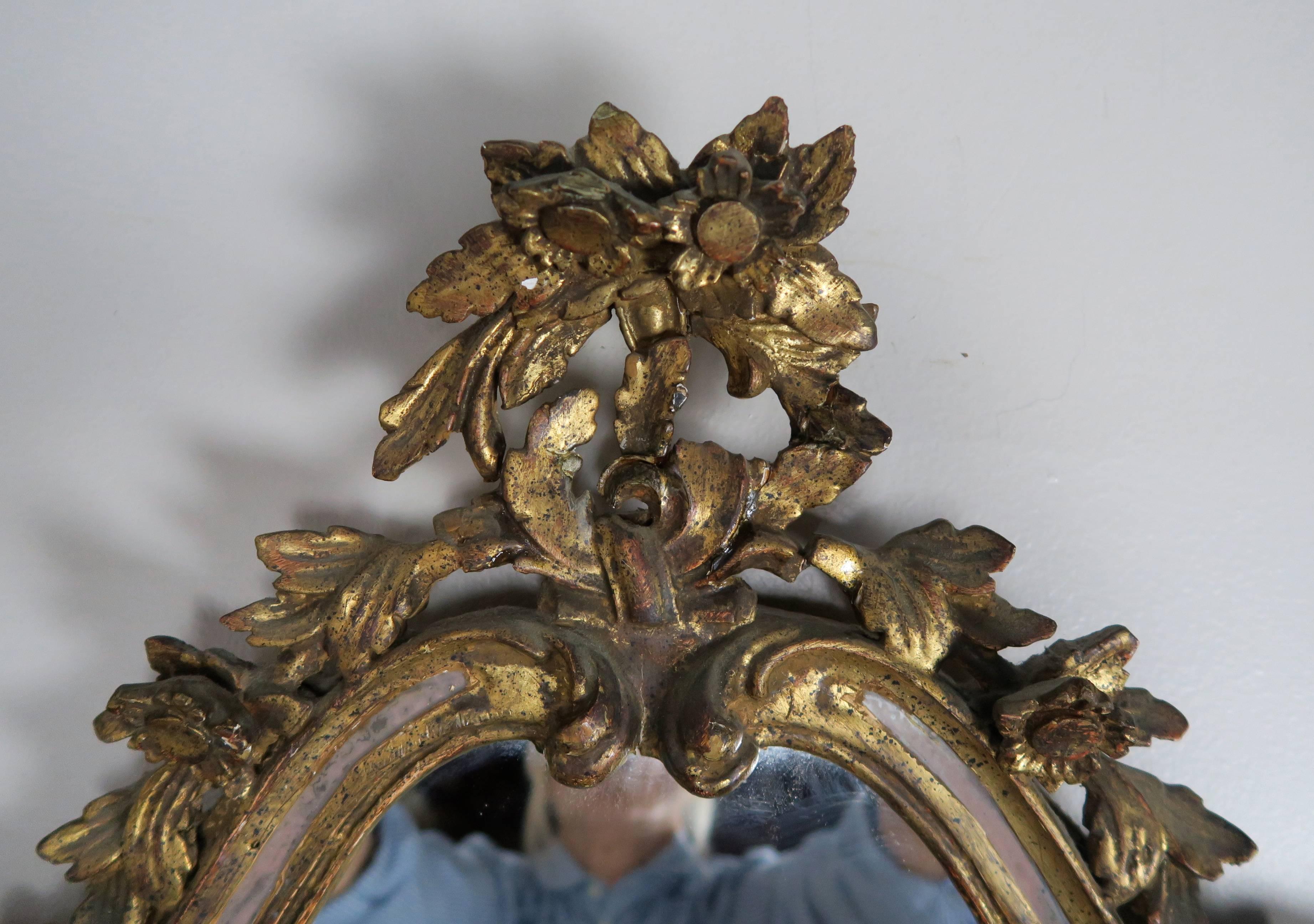 Italian Carved Rococo Style Giltwood Mirror 3