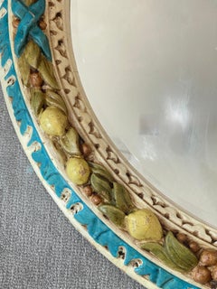 Italian Carved Round Florentine Lemon & Laurel Wood Mirror