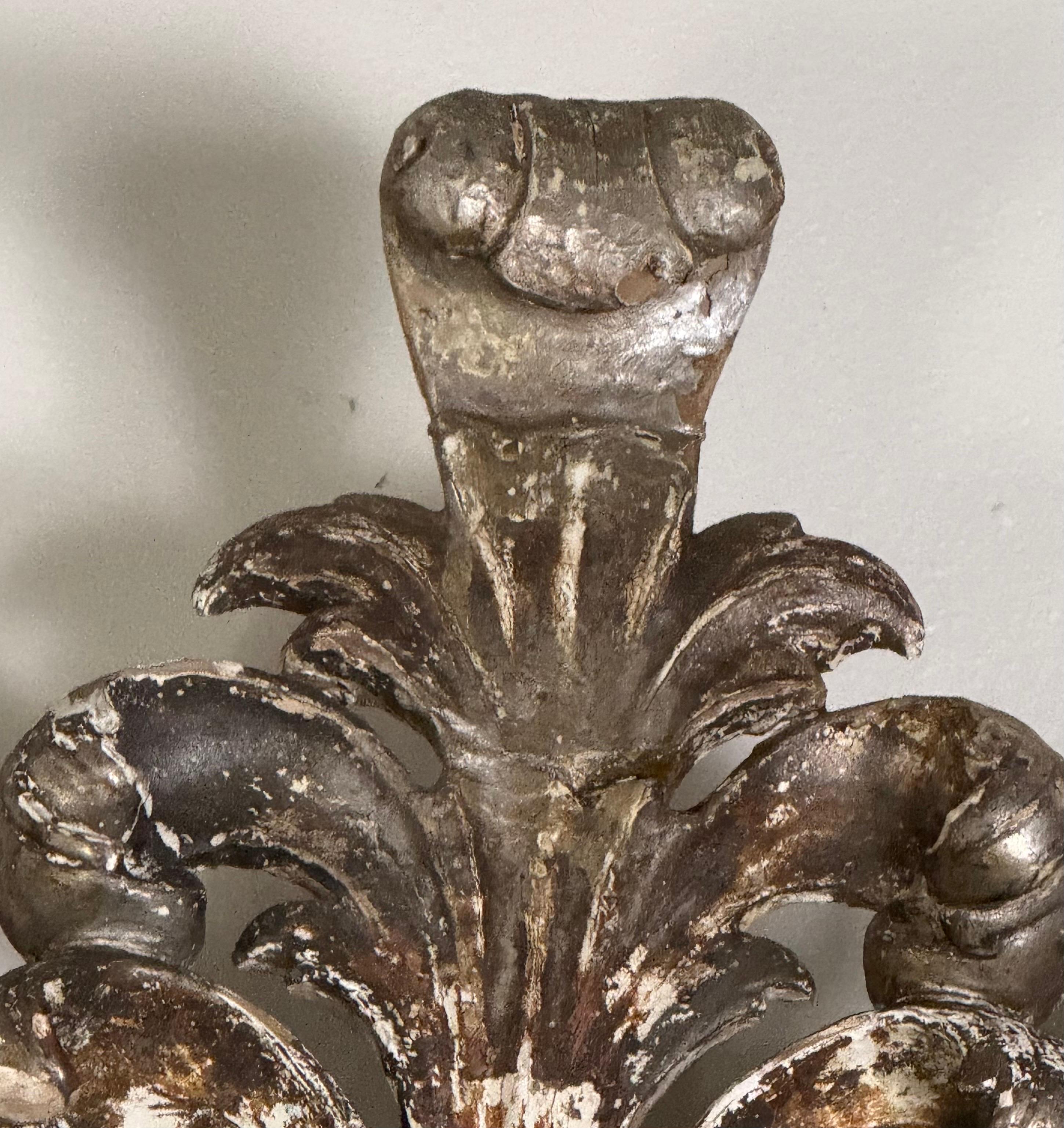 Italian Carved Silvered Mirror For Sale 3