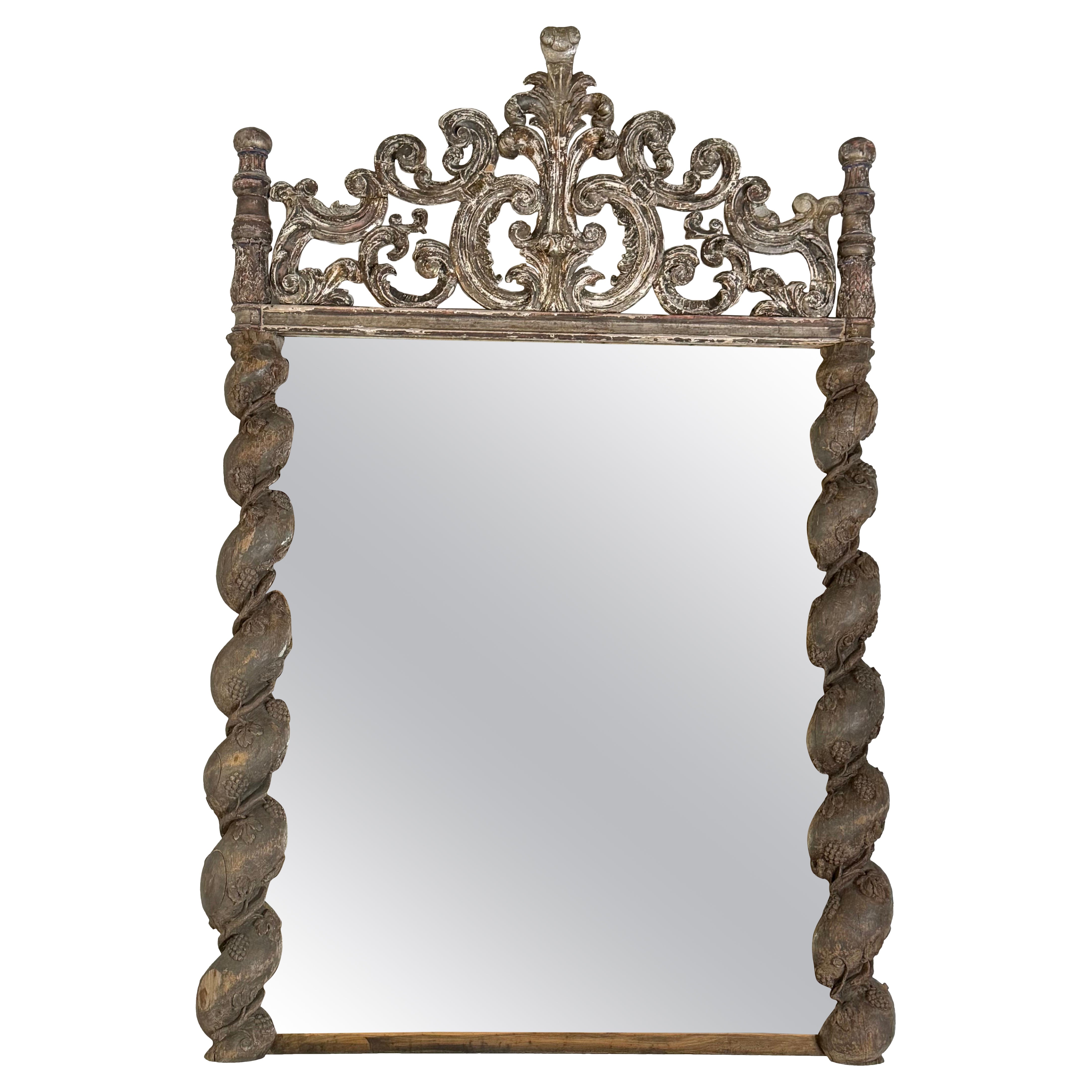 Miroir italien sculpté argenté