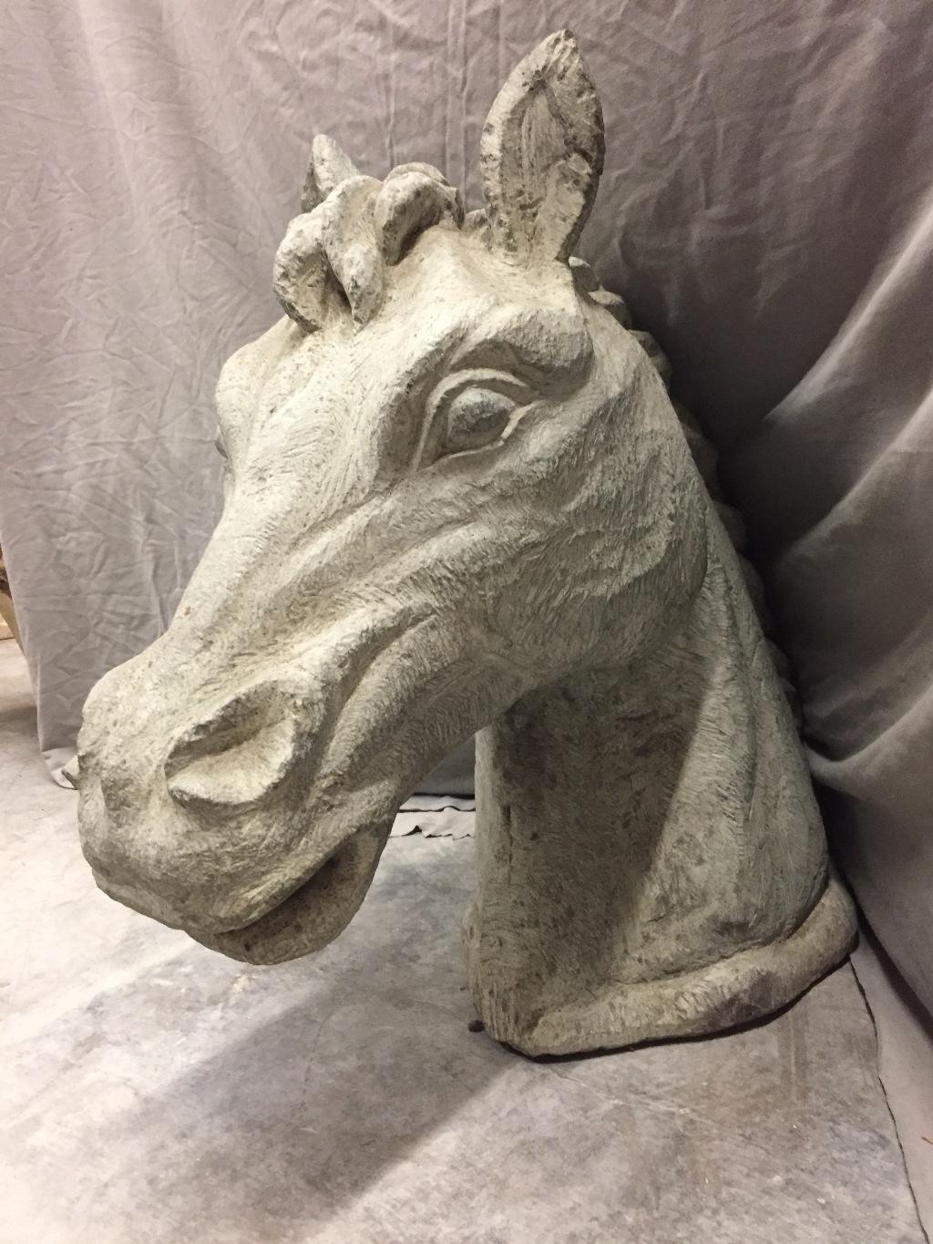 Italian Carved Stone Horse Head, 19th Century In Good Condition In Cypress, CA