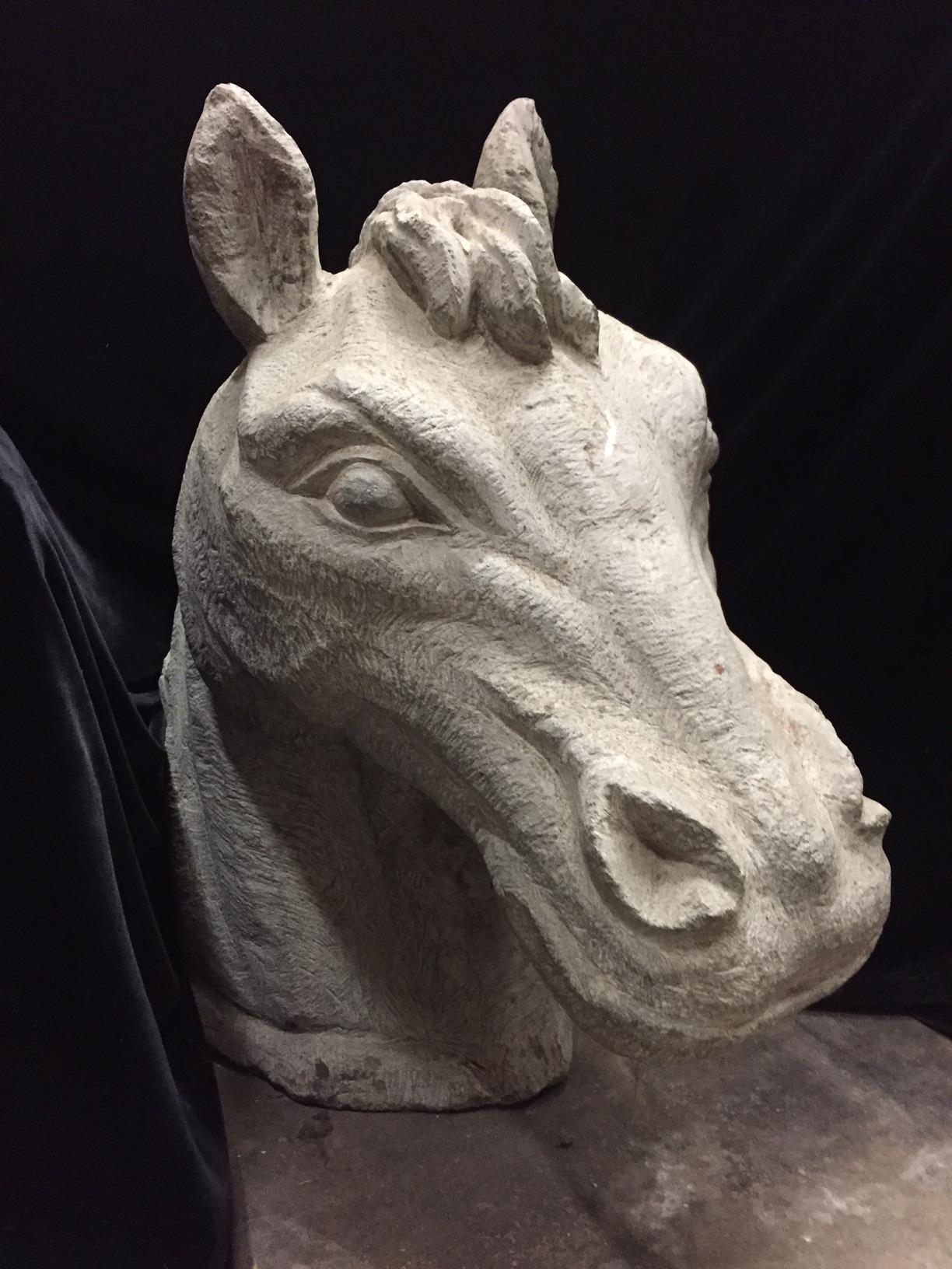 Italian Carved Stone Horse Head, 19th Century 1